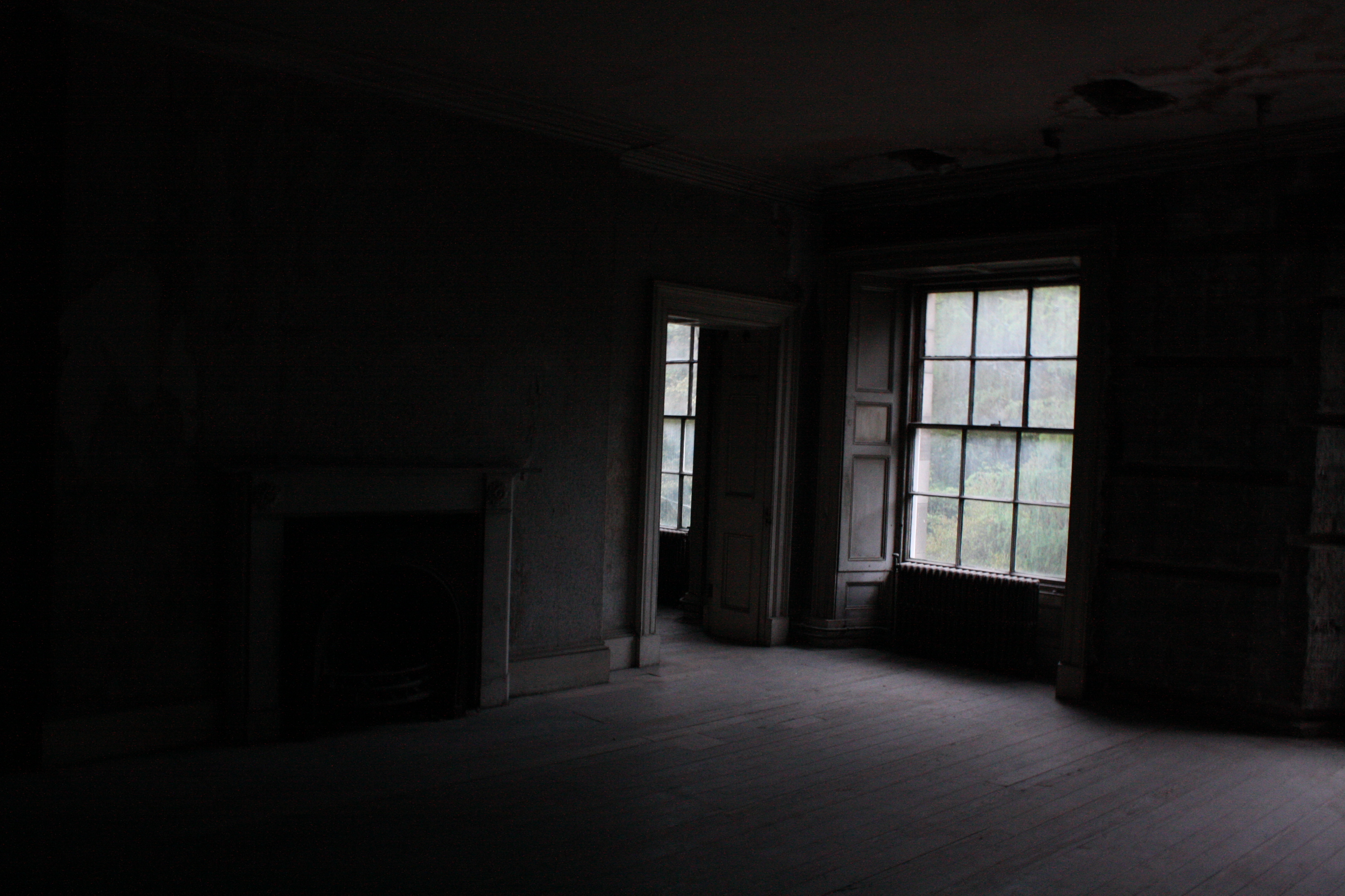 dark living room at twilight