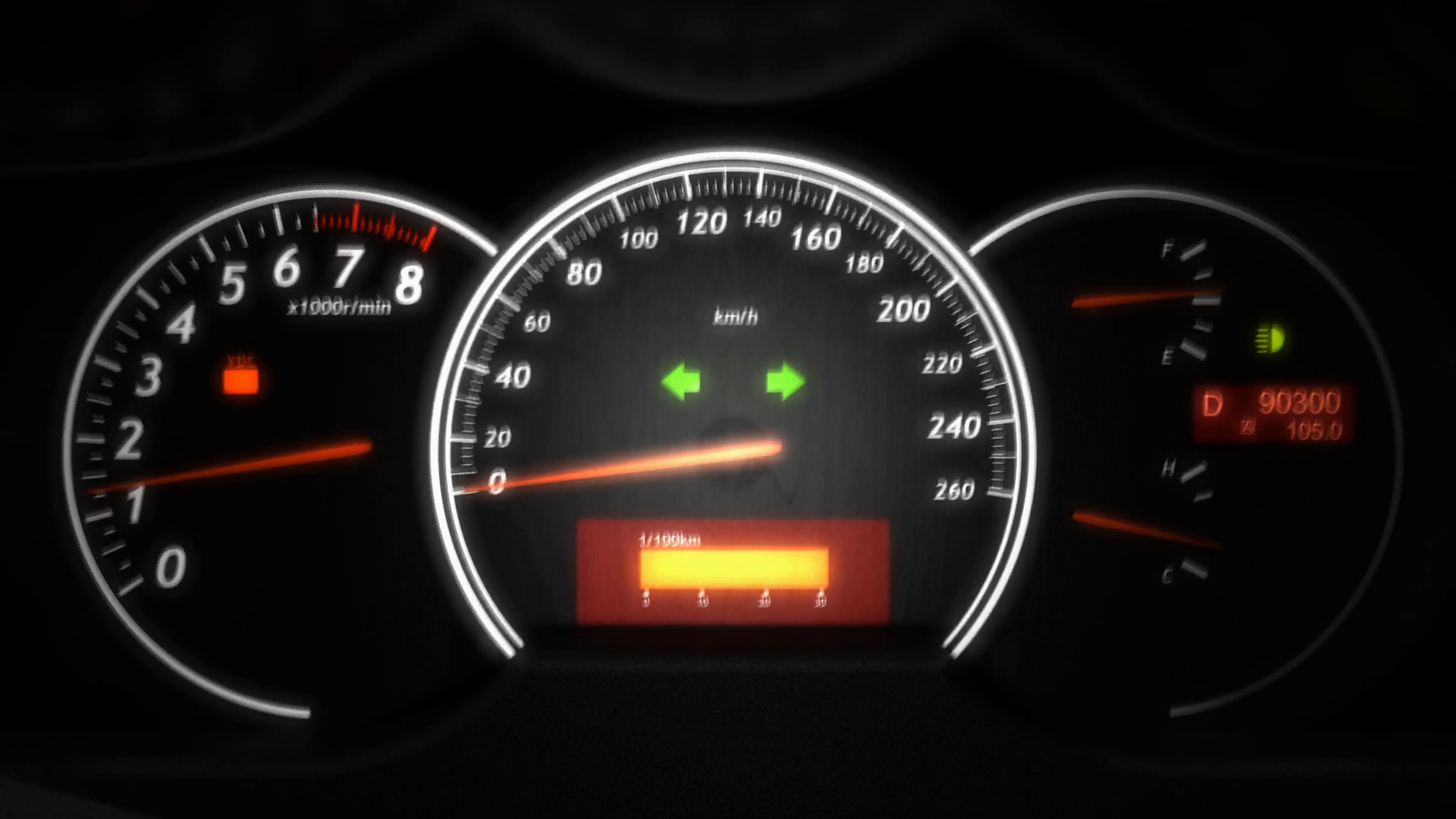 Car speed meter close up, dashboard, race. Motion Background ...