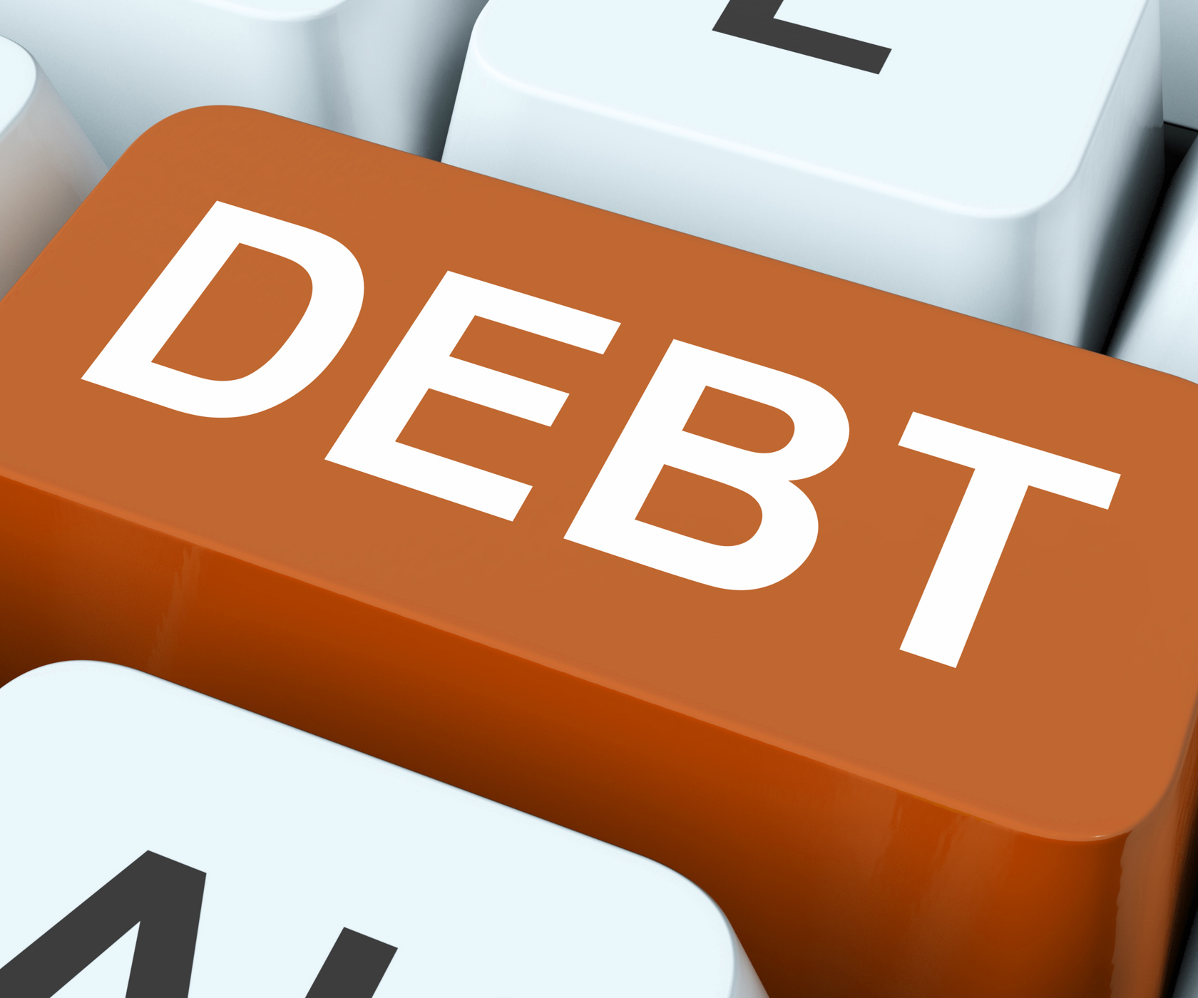 Debt key show indebtedness or liabilities photo