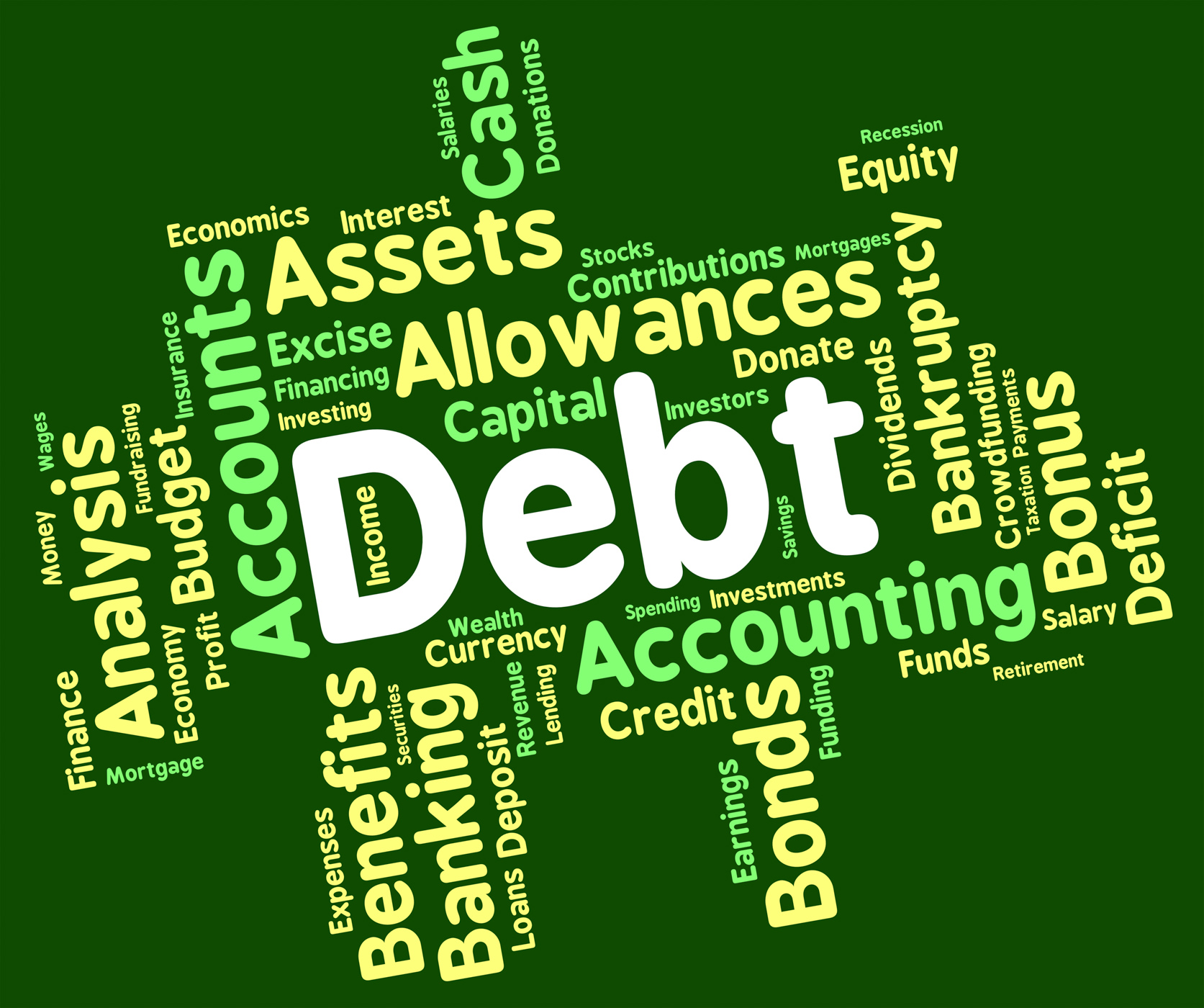 Debt word means words liability and debts photo