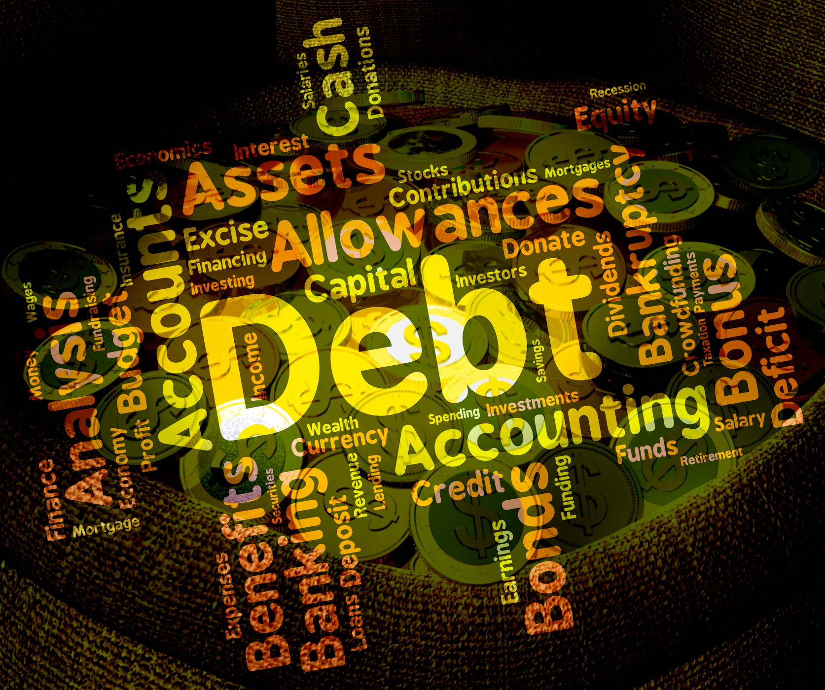 Debt Word Means Words Liability And Debts, Arrears, Indebtedness, Wordcloud, Word, HQ Photo