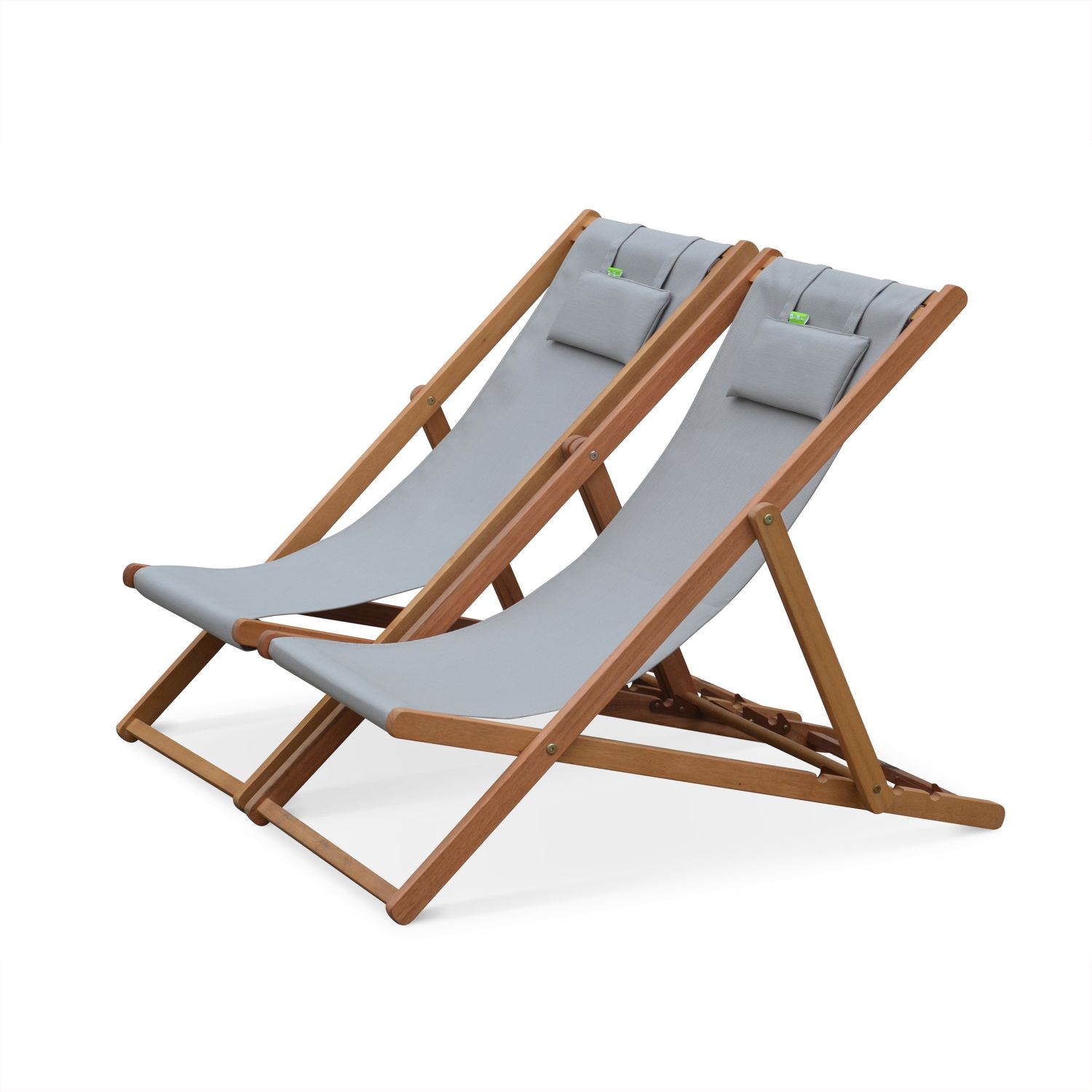 Set of 2 Creus sun loungers, deck chairs in FSC eucalyptus and ...