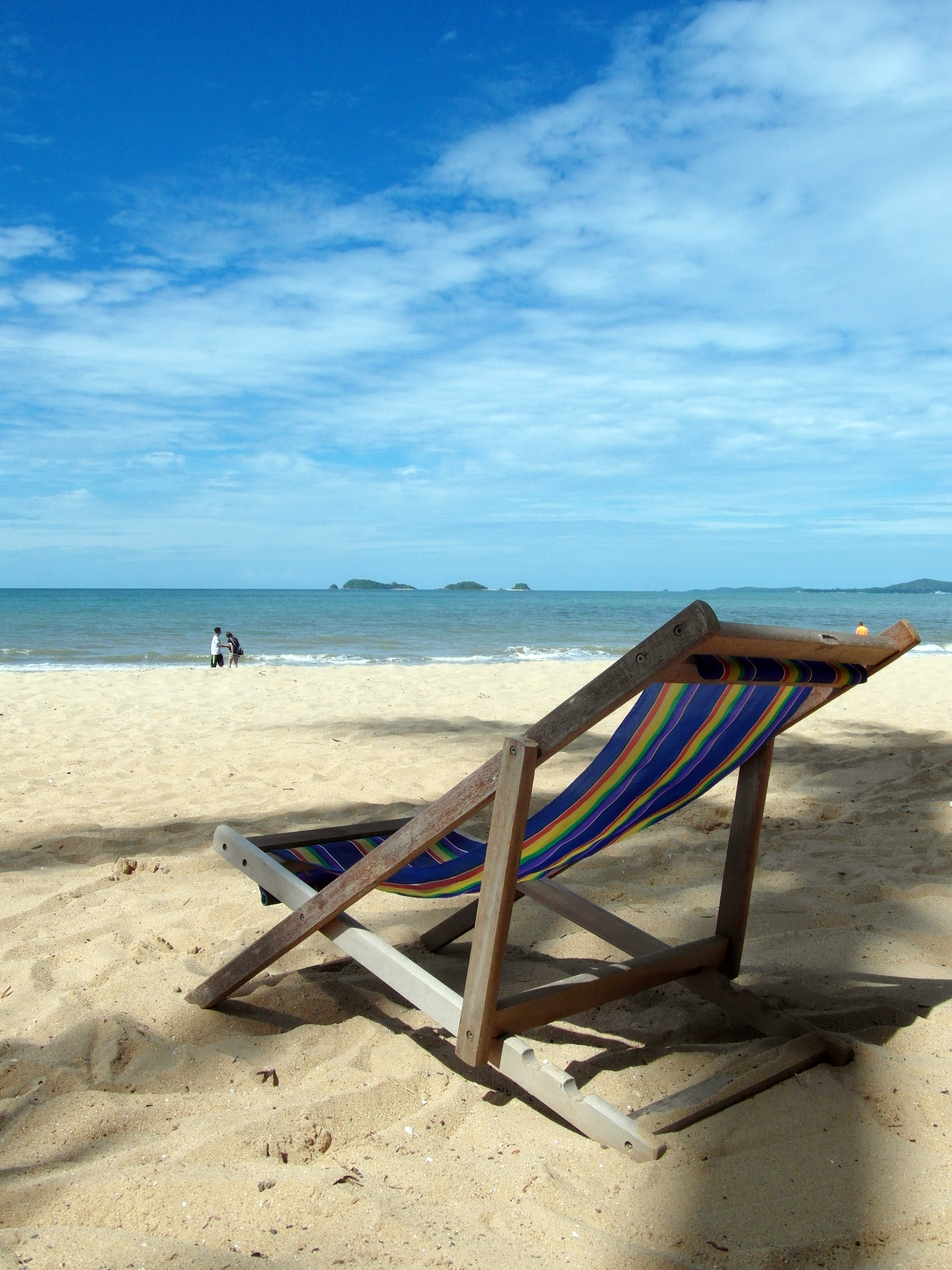 Deckchair on a Tropical Beach, Alone, Palm, Tropical, Trees, HQ Photo