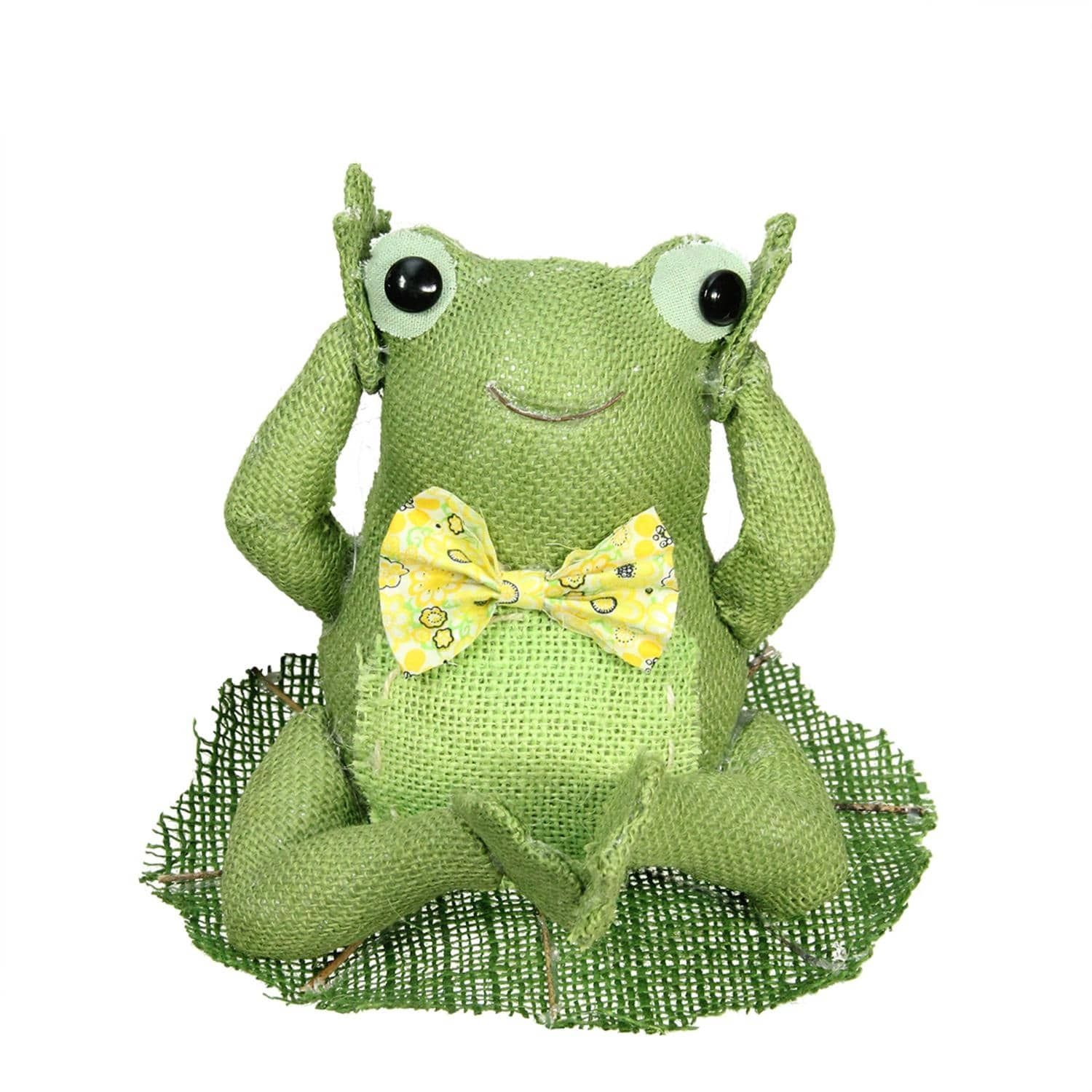 7.5 Green Yellow and White Decorative Sitting Frog Spring Table Top ...