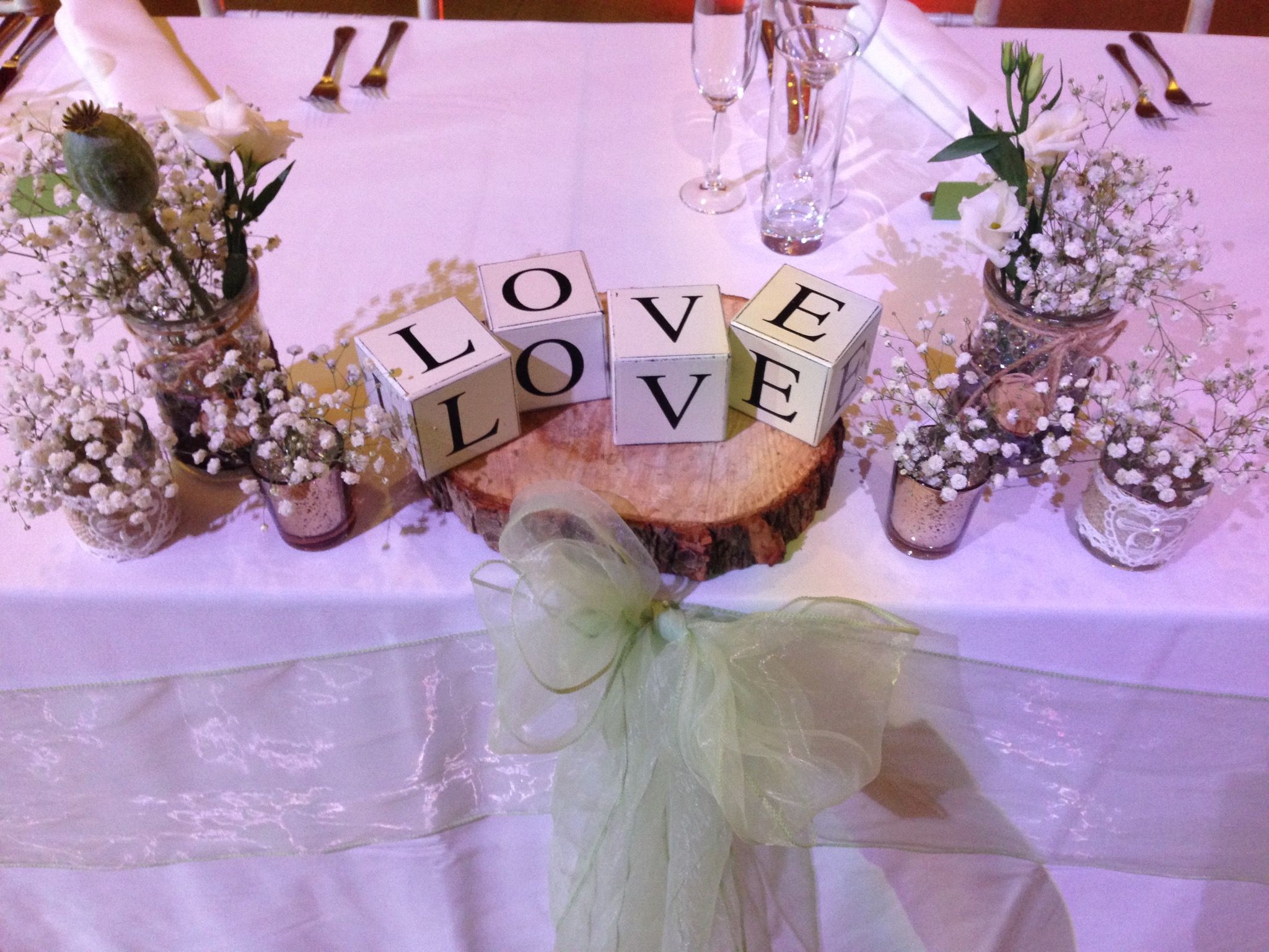 Thoresby Riding Hall - LOVE - Wedding table decoration - centre ...