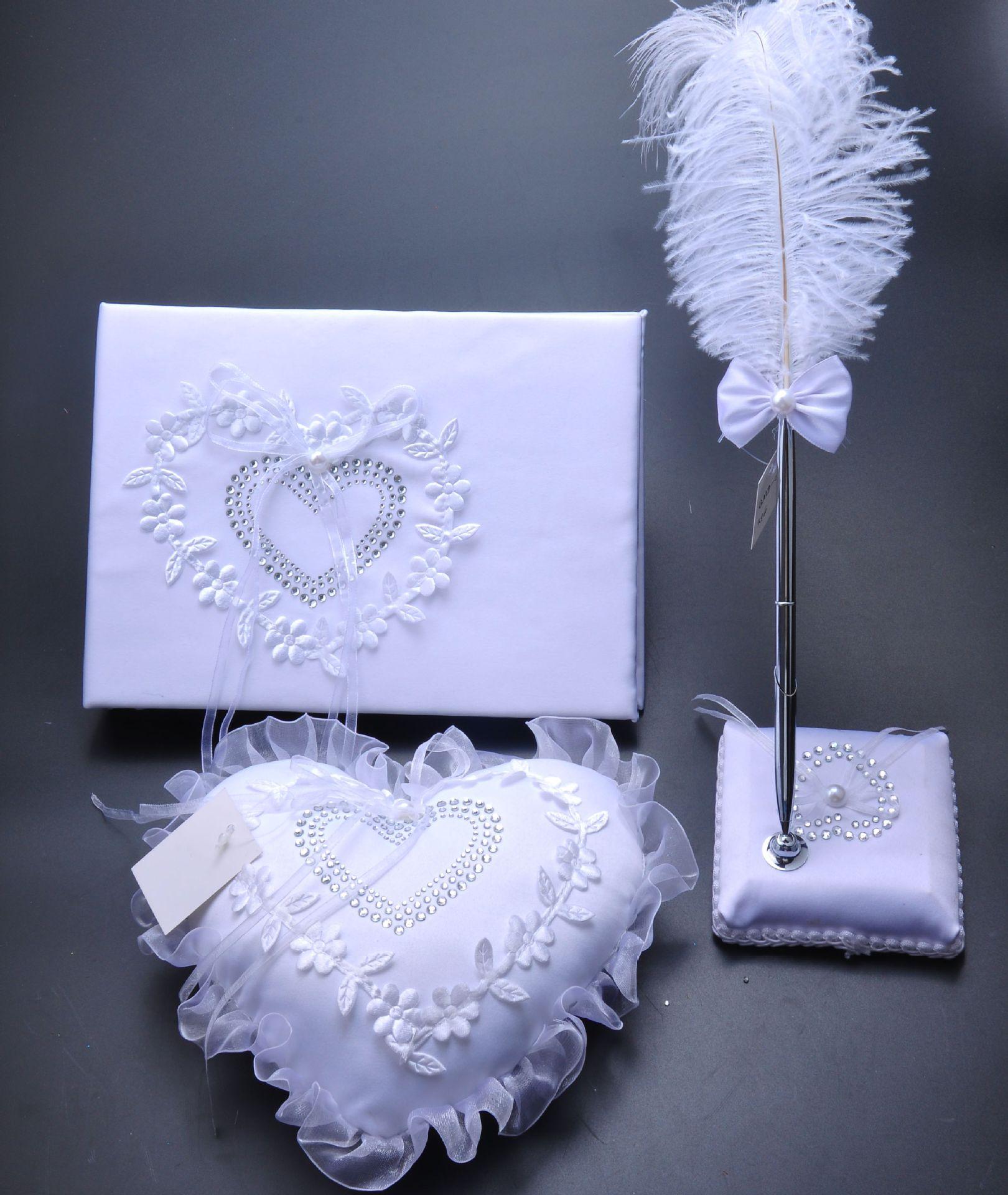 Burlap Hessian Lace Wedding Guest Book& Pen Set &Ring Pillow Garter ...