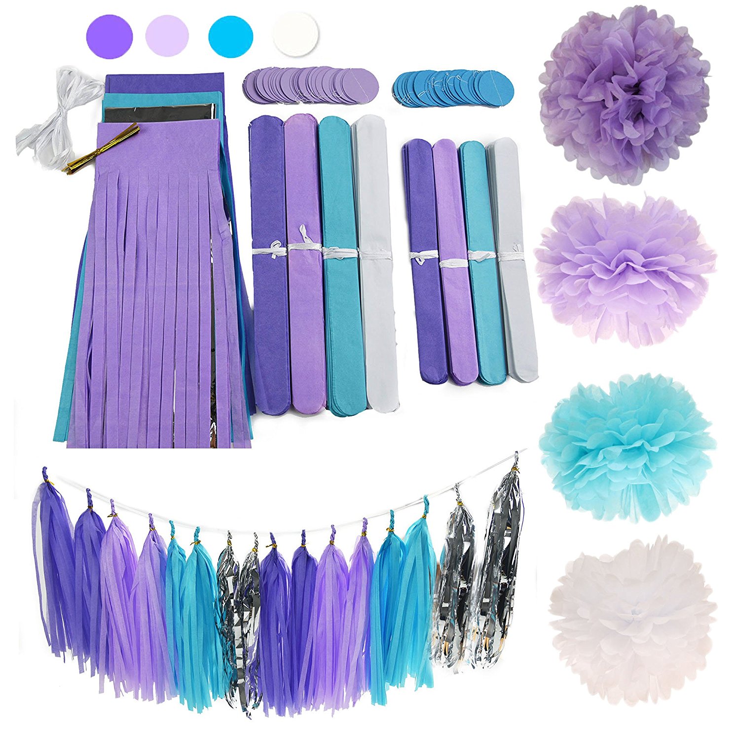 Purple, Blue and White 26 Piece Decoration Set by Cherry Down |