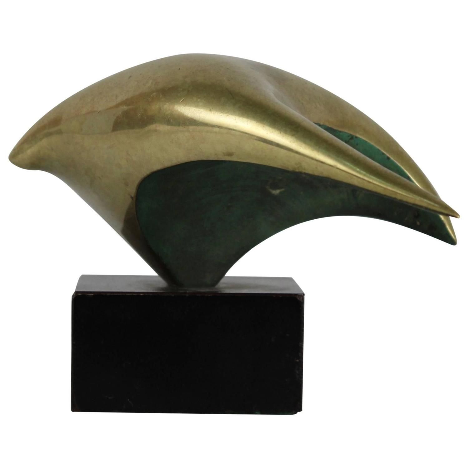 Brazilian Modernist Genevieve Derchain Gilt Bronze Abstract ...