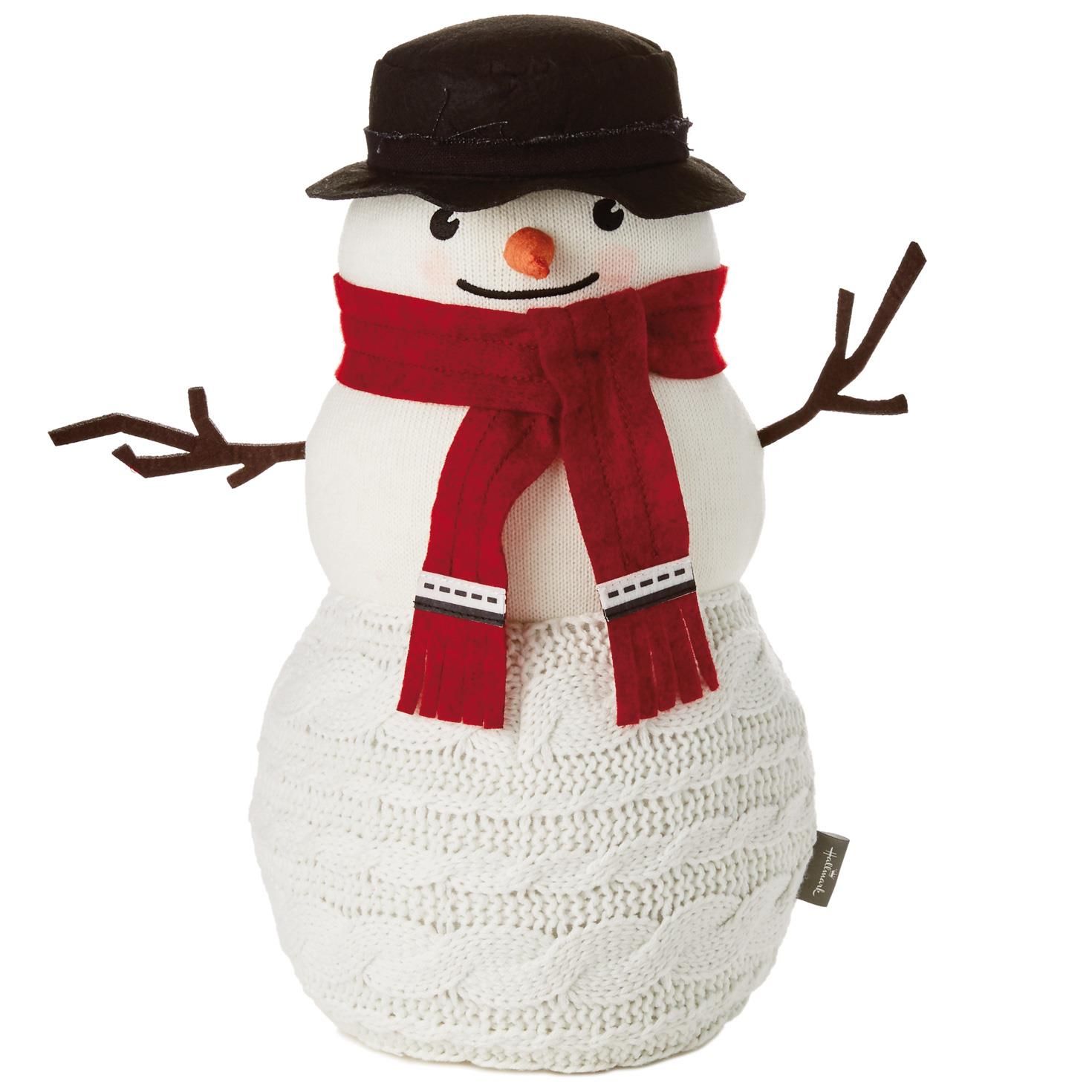 Large Cable-Knit Sweater Snowman Decoration, 15.5