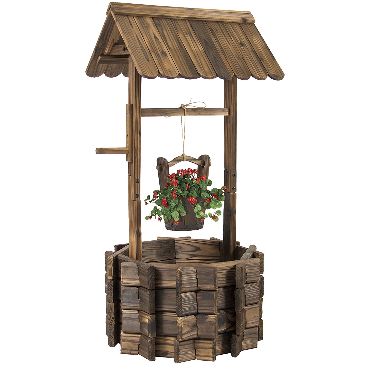 Amazon.com : Best Choice Products Wooden Wishing Well Bucket Flower ...