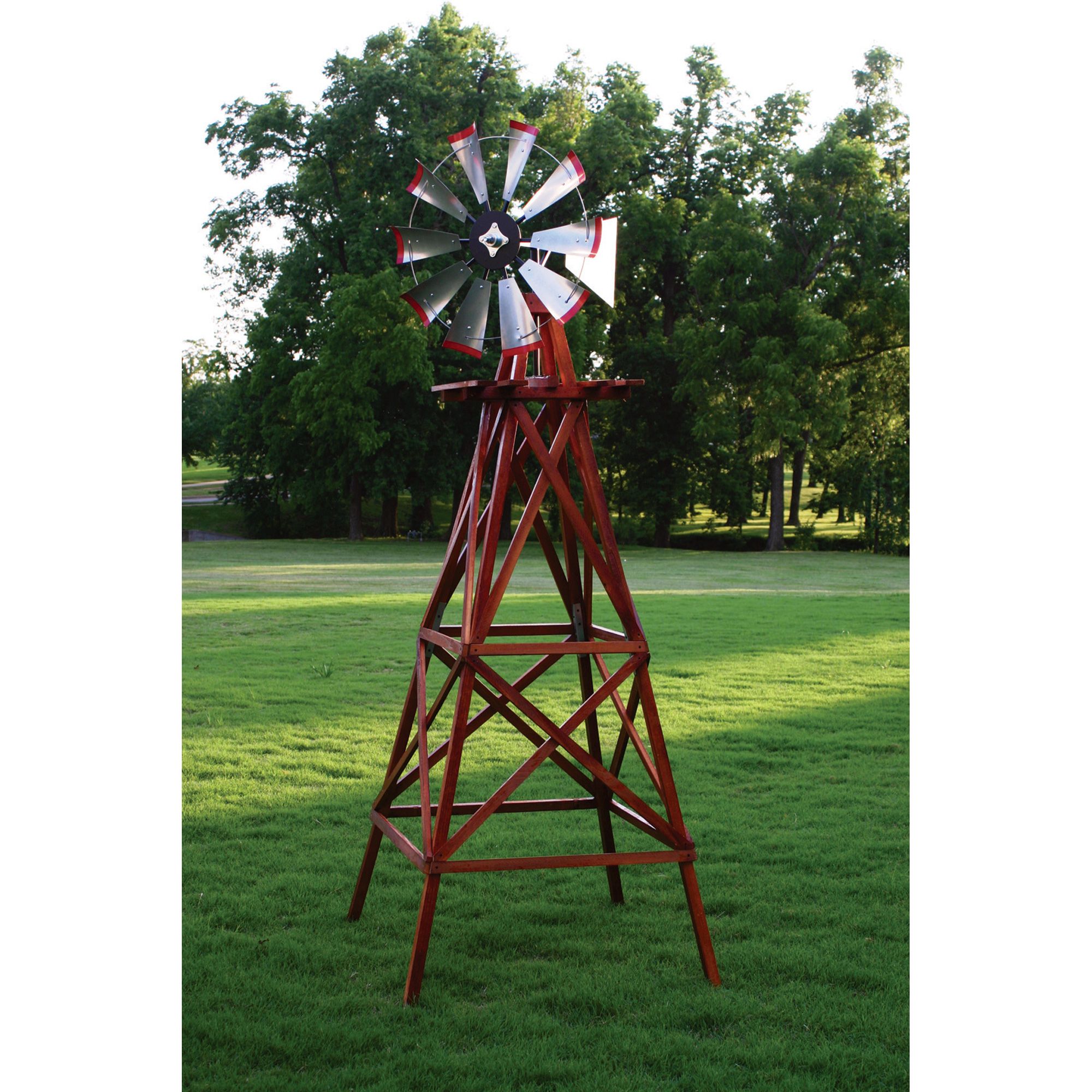 Outdoor Water Solutions Decorative Wood Backyard Windmill — Wood ...