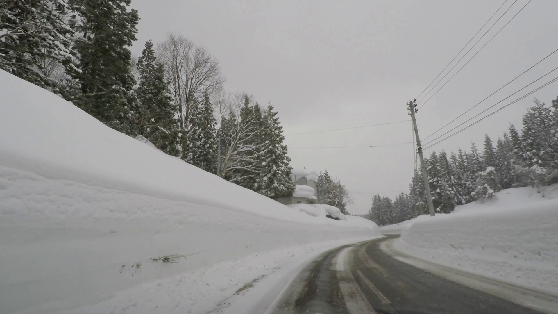 Driving Through Extremely Deep Snow Banks In Winter Stock Video ...