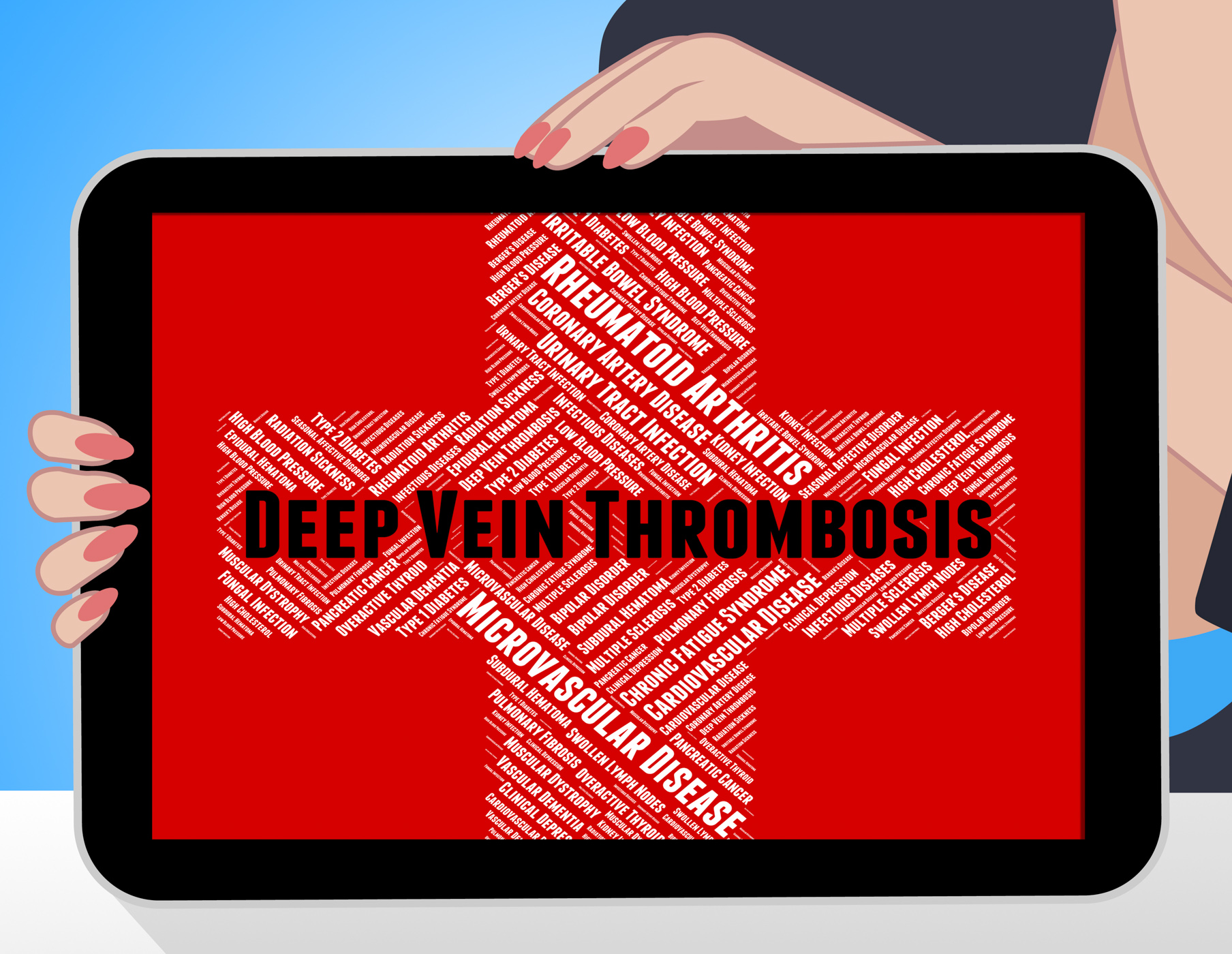 Deep vein thrombosis represents ill health and complaint photo