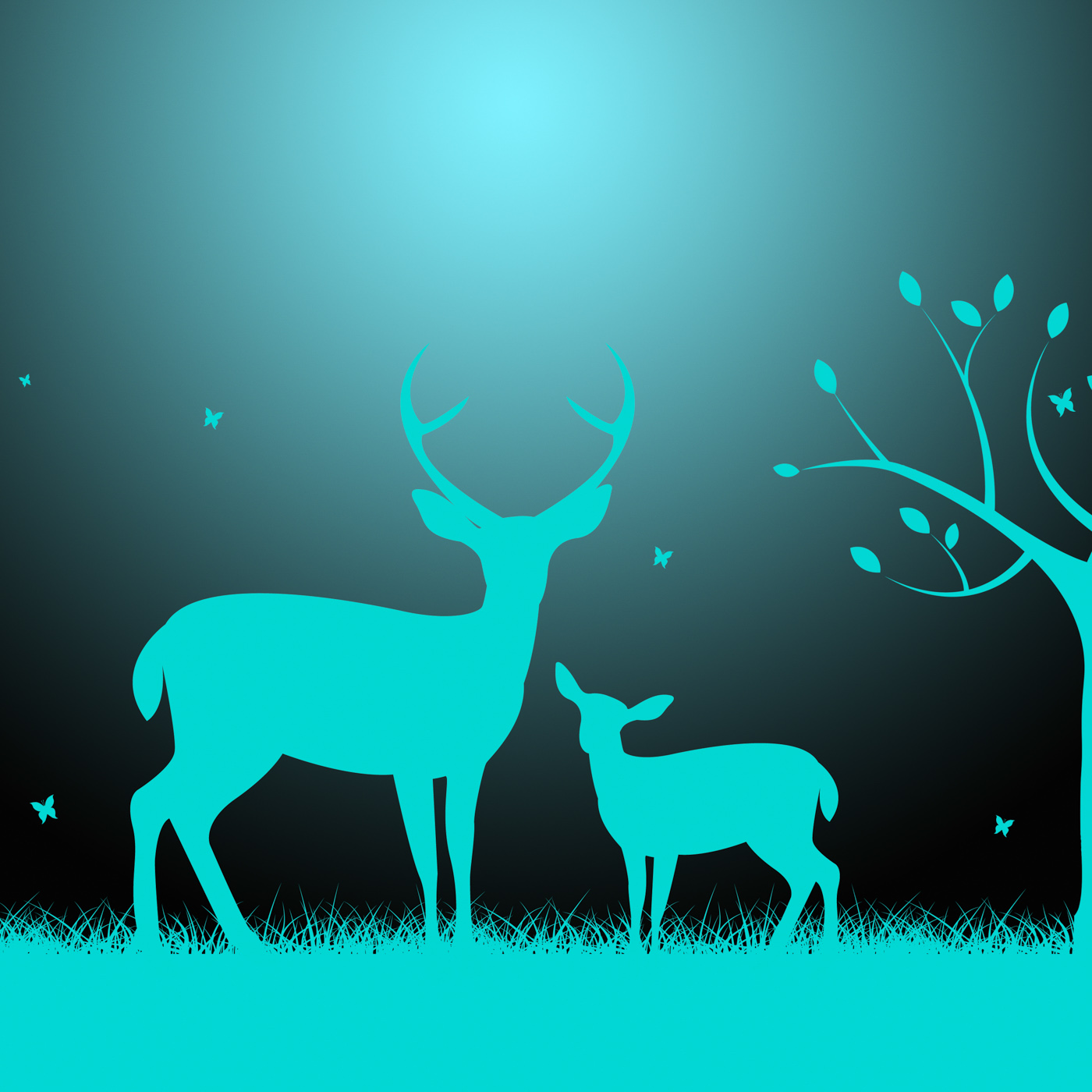 Deer wildlife indicates night time and darkness photo