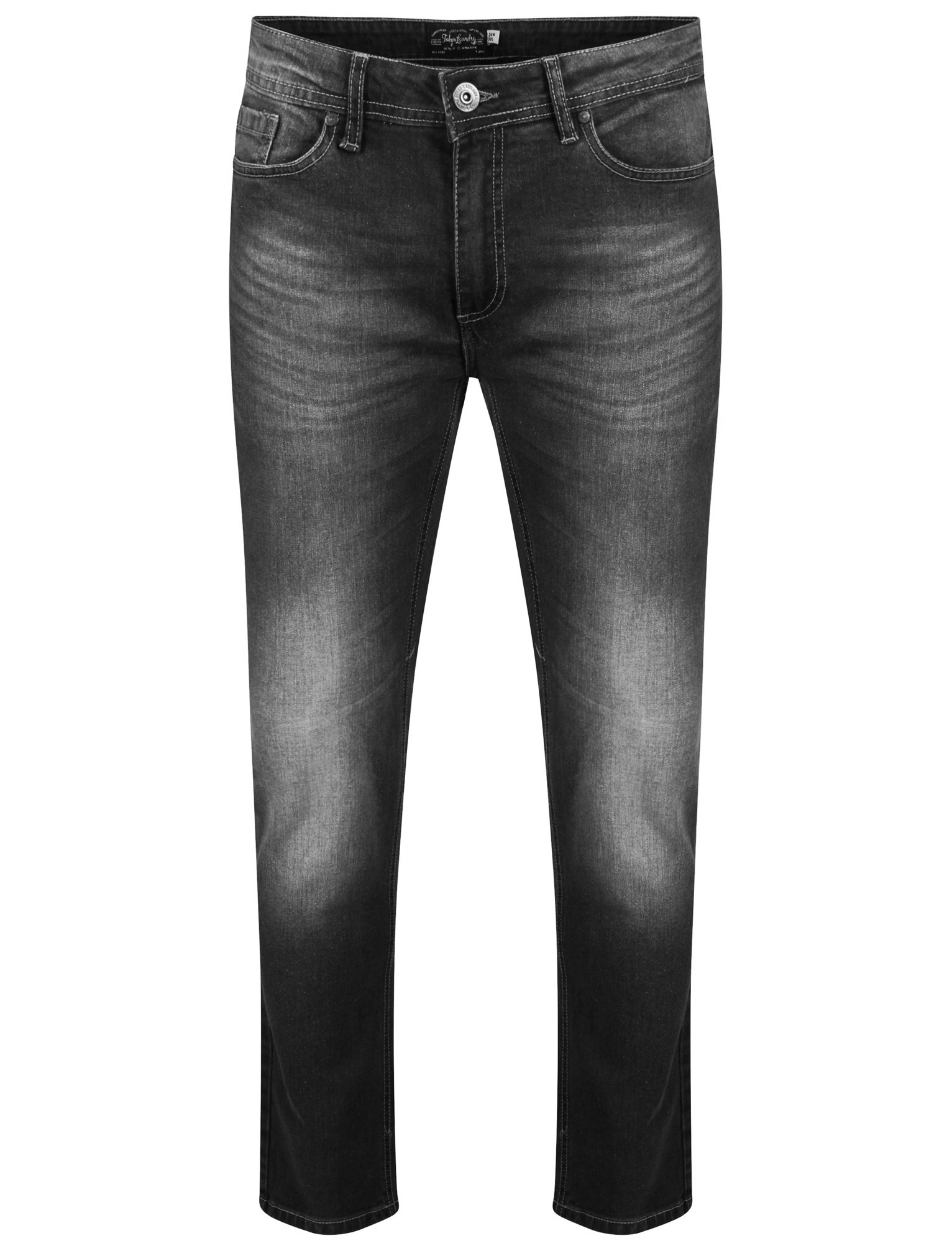 Mervyn Slim Fit Denim Jeans in Black Stone Wash – Tokyo Laundry ...