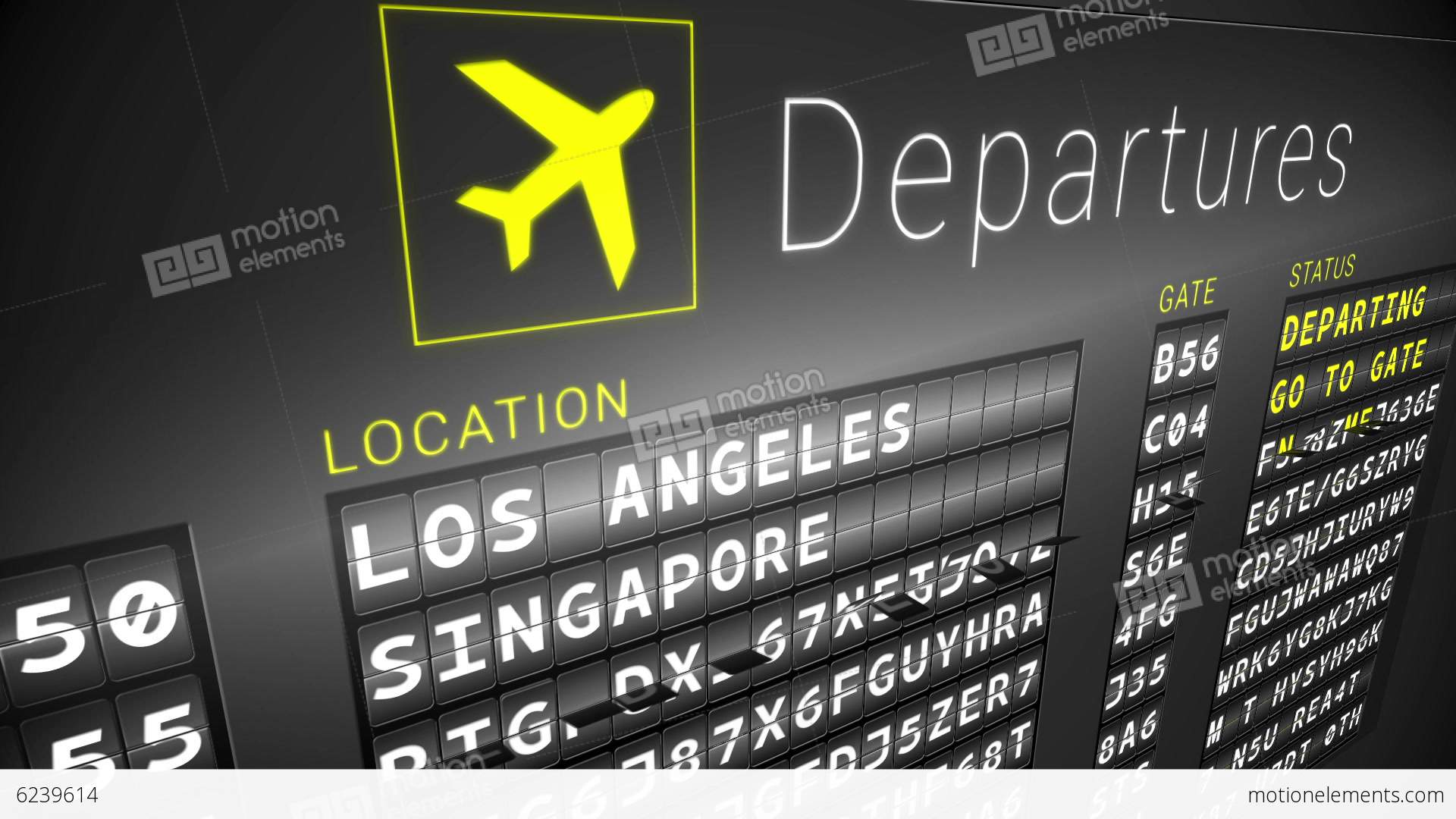 Black Departures Board Showing On Time Flights Stock Animation | 6239614