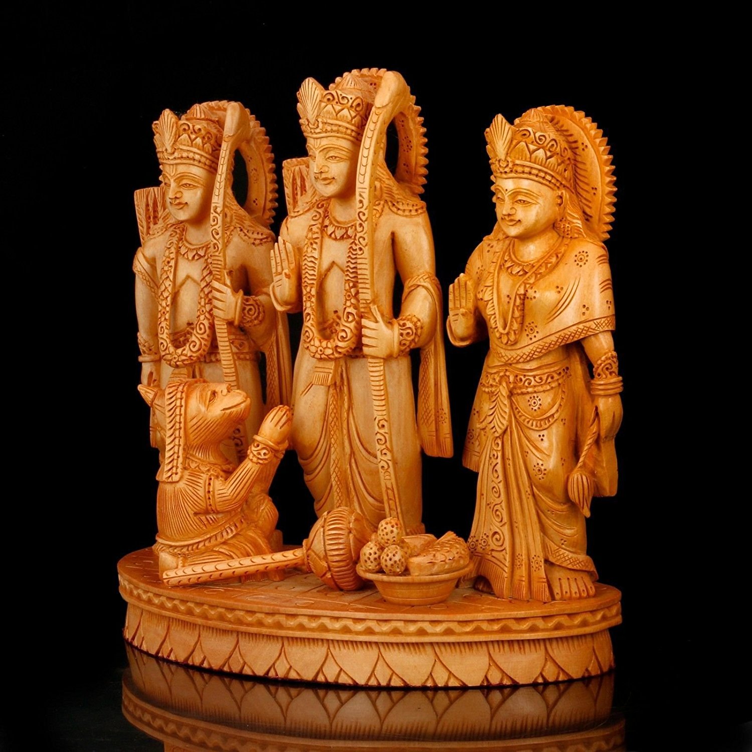 Amazon.com: CraftVatika Ram Darbar Statue Wooden Hindu God Goddess ...