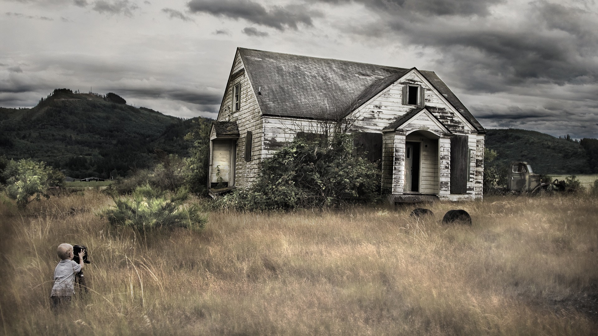 Other: Deserted Hut Land Gray Grass House Farm Wallpaper Pictures ...