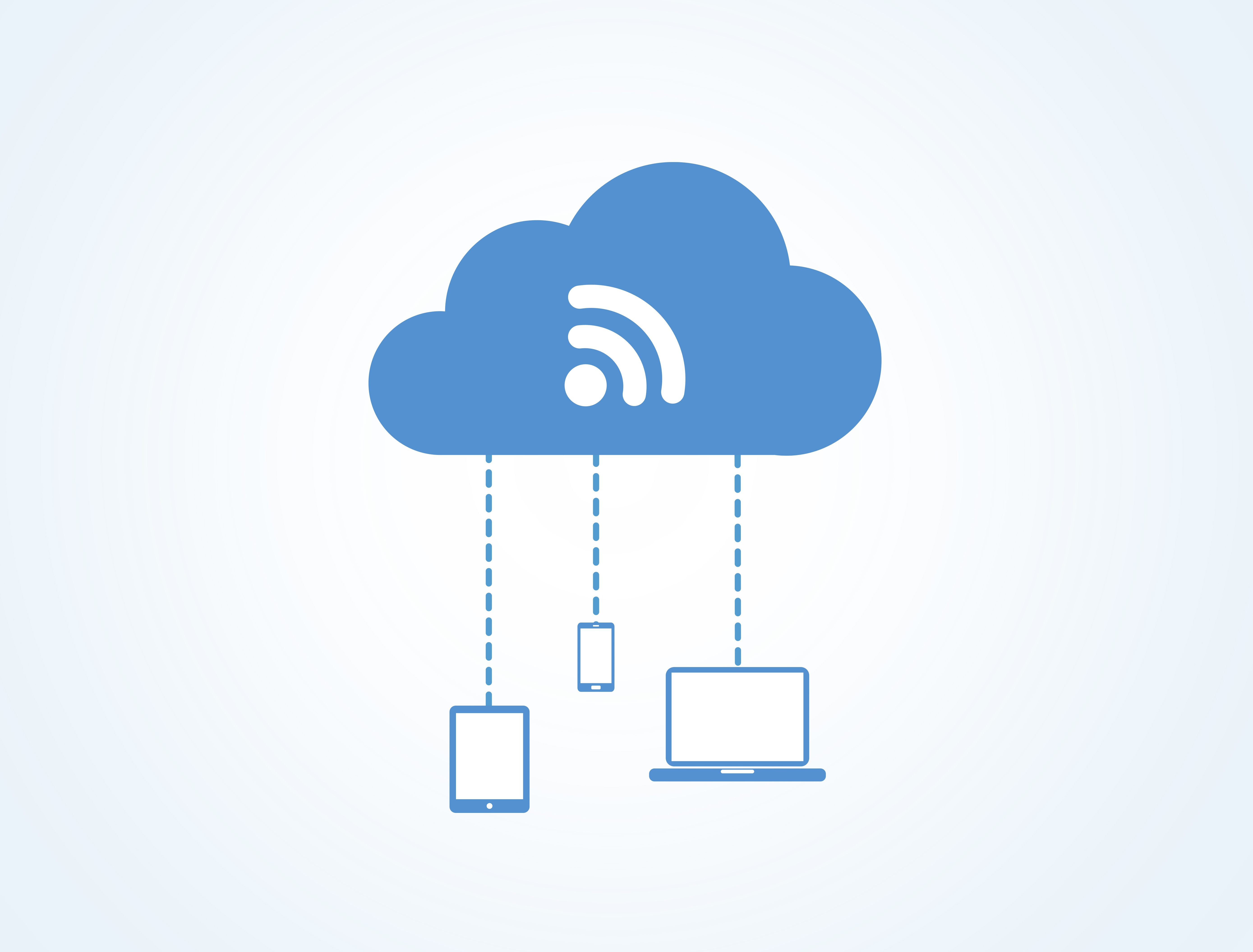Devices connected to the digital cloud - blue version photo