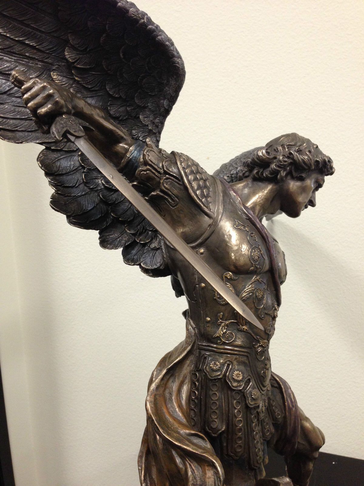Large Archangel St. Michael Standing On Demon Statue Sculpture ...