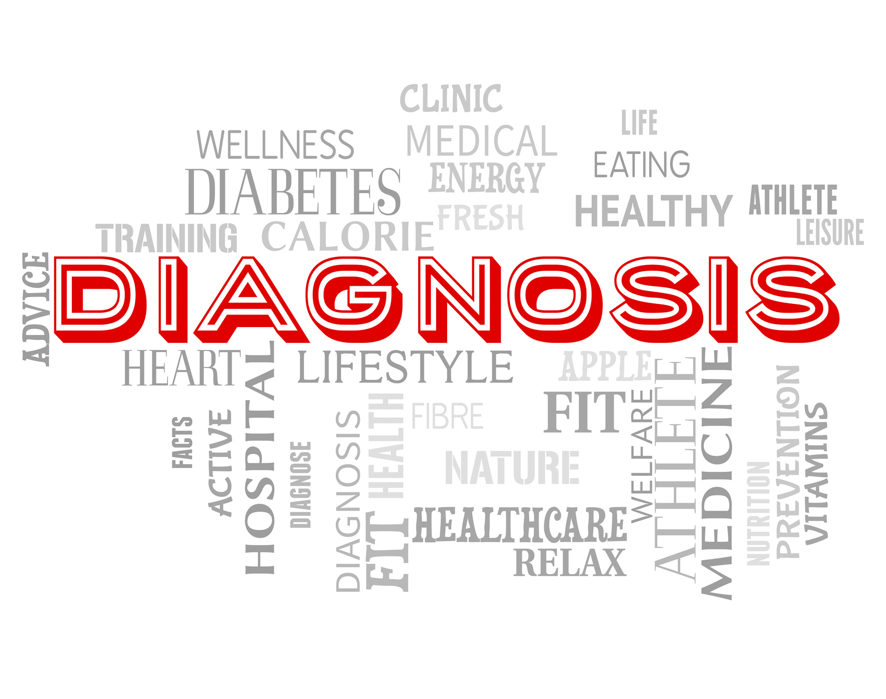 Diagnosis words shows diagnosing health and disease photo