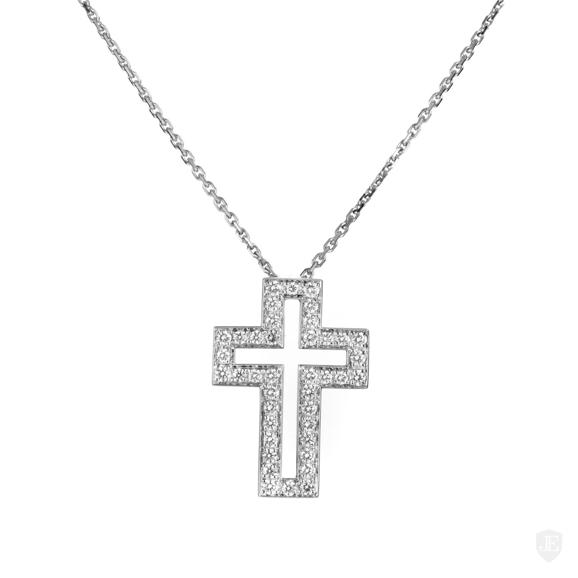 Jewelry: Boucheron Boucheron 18K White Gold Diamond Cross Pendant ...