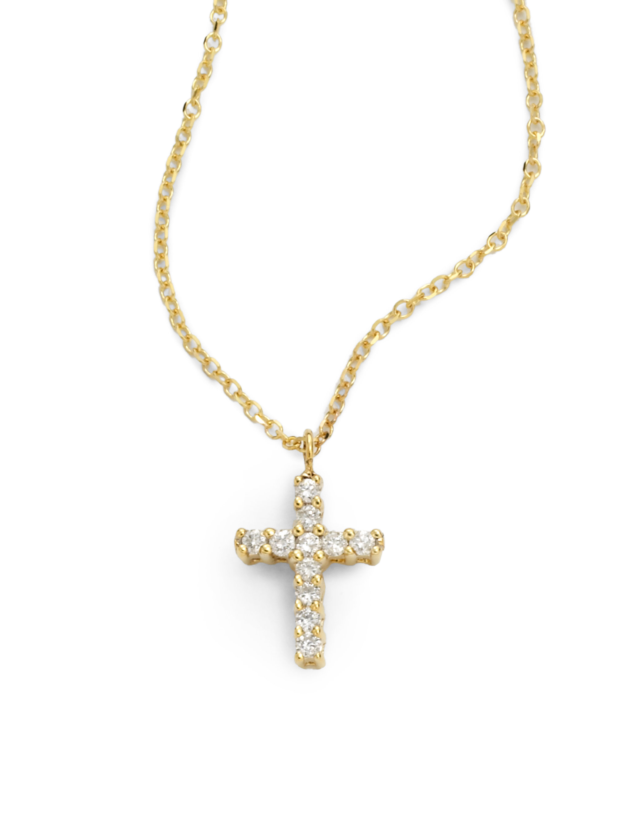 Lyst - Kc Designs Small Diamond Cross Necklace in Metallic
