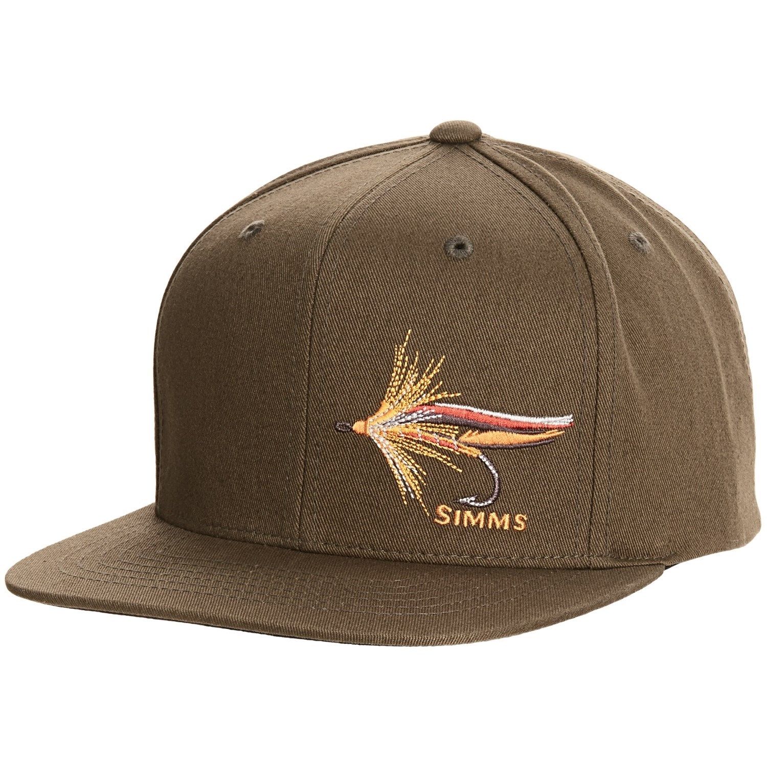 Simms Fly Fishing Twill Flat Brim Snapback Hat Cap Loden Color ...