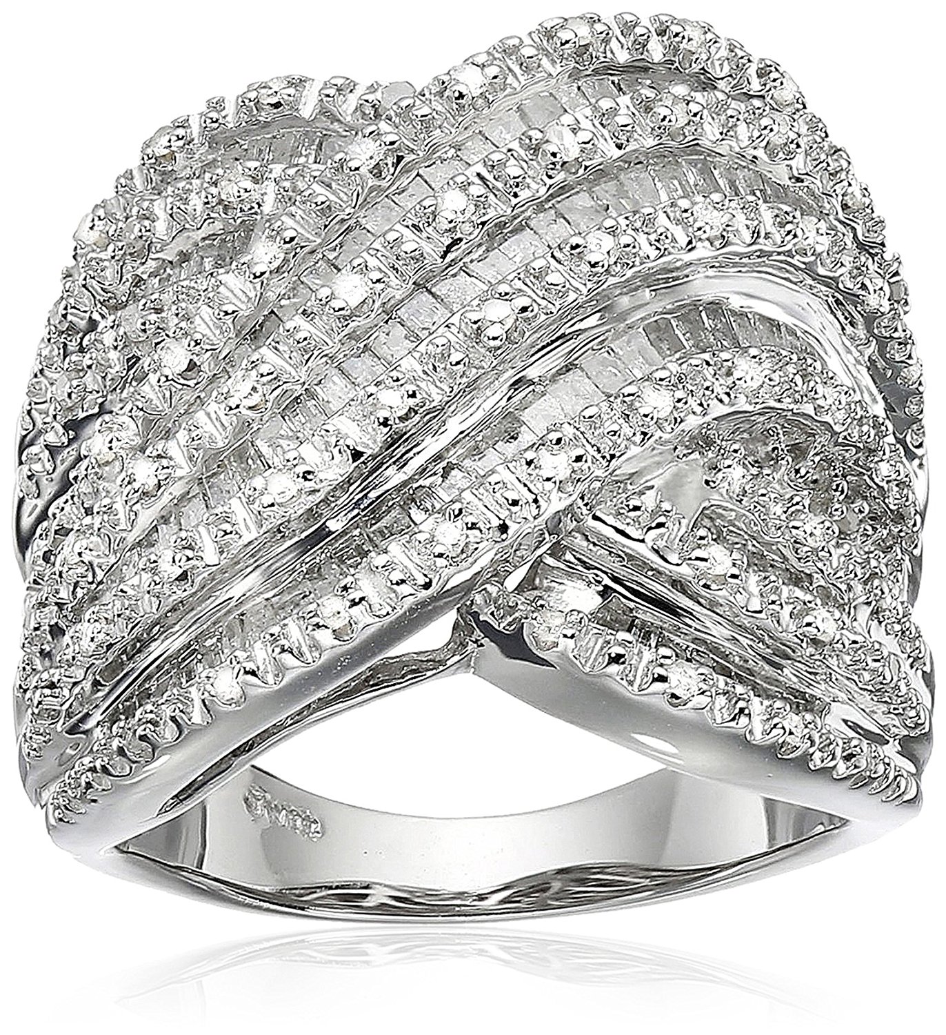 Amazon.com: Sterling Silver Diamond Ring (1 cttw, I-J Color, I2-I3 ...