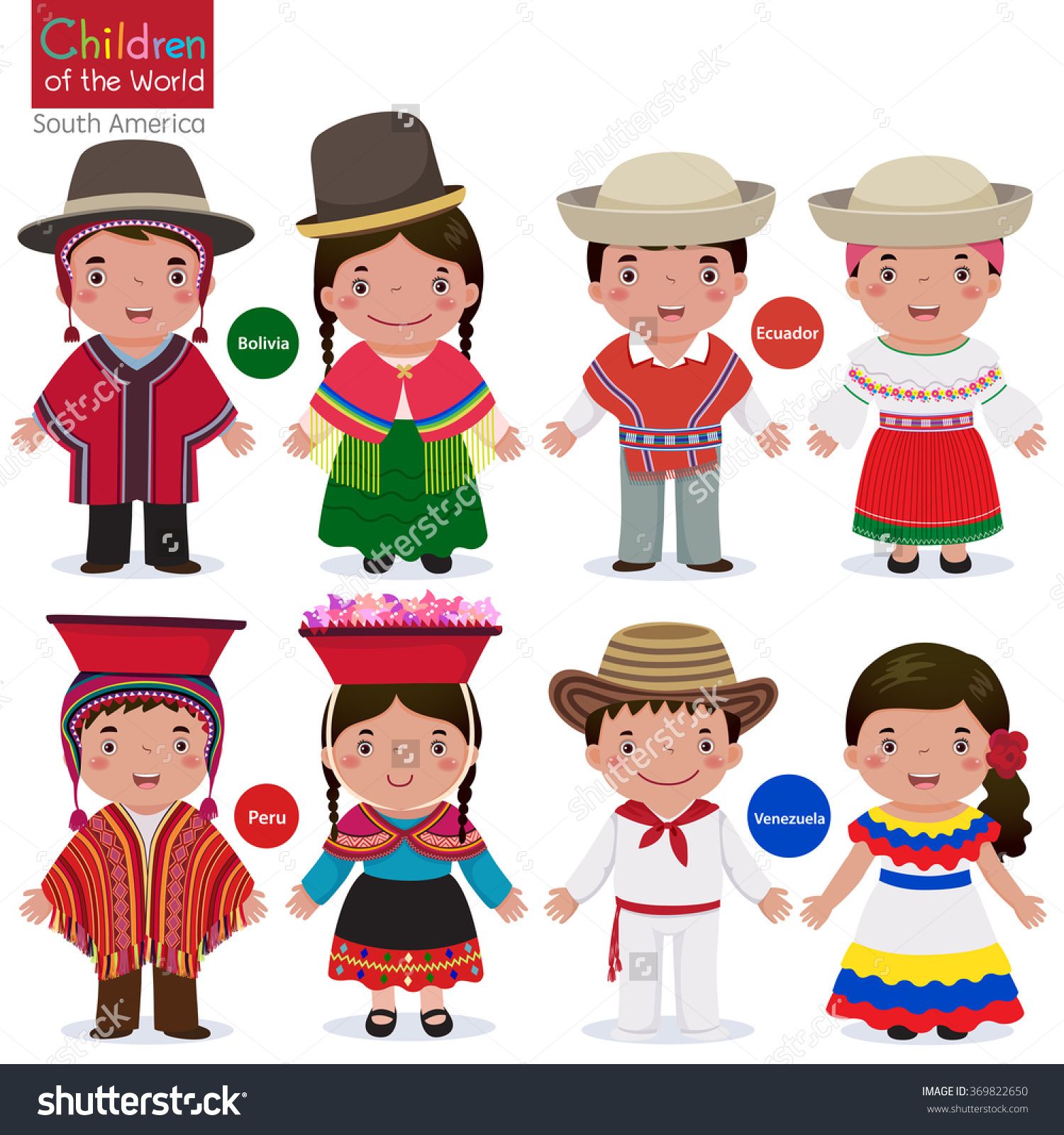 Kids In Different Traditional Costumes (Bolivia, Ecuador, Peru ...