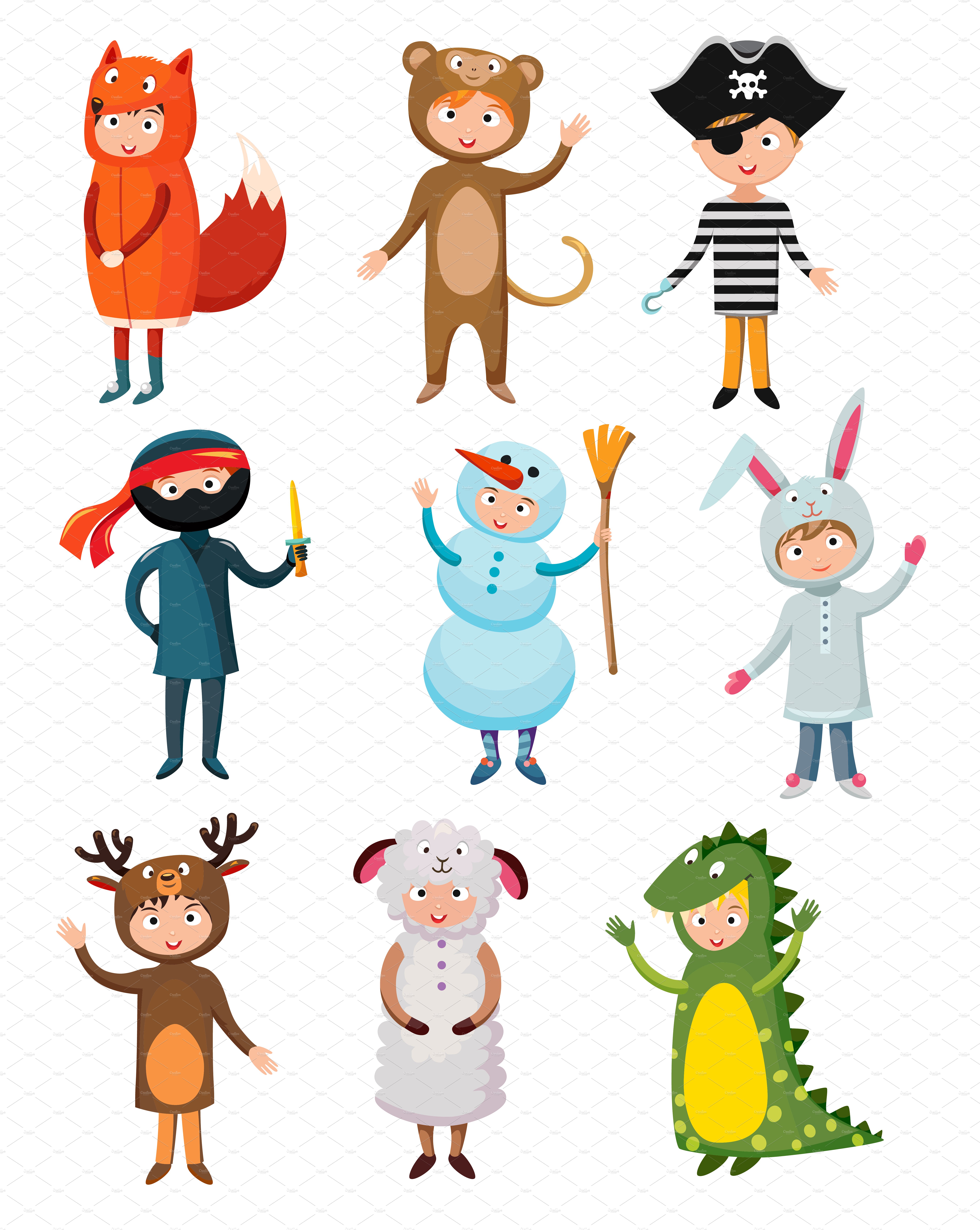Kids different costumes vector ~ Illustrations ~ Creative Market