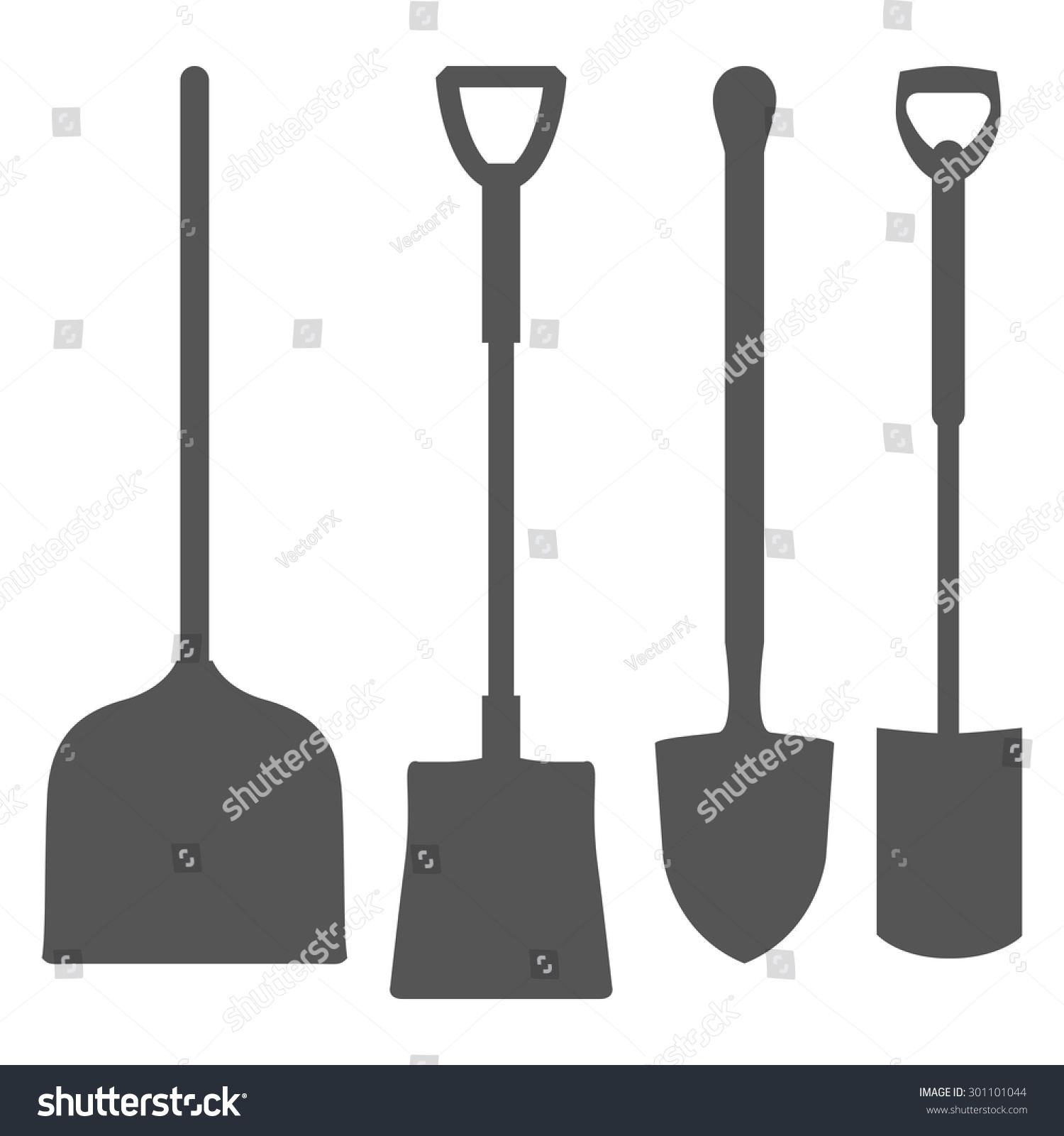 Garden Implements - Best Of Spade Silhouettes Set Contours Shovels ...