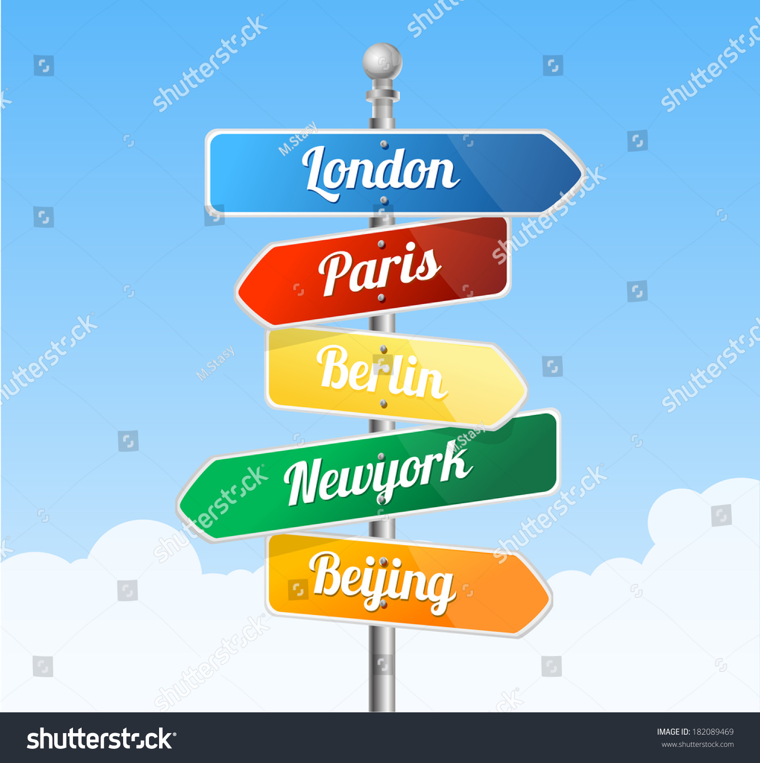 Direction Road Signs Europe Stock Vector 182089469 - Shutterstock