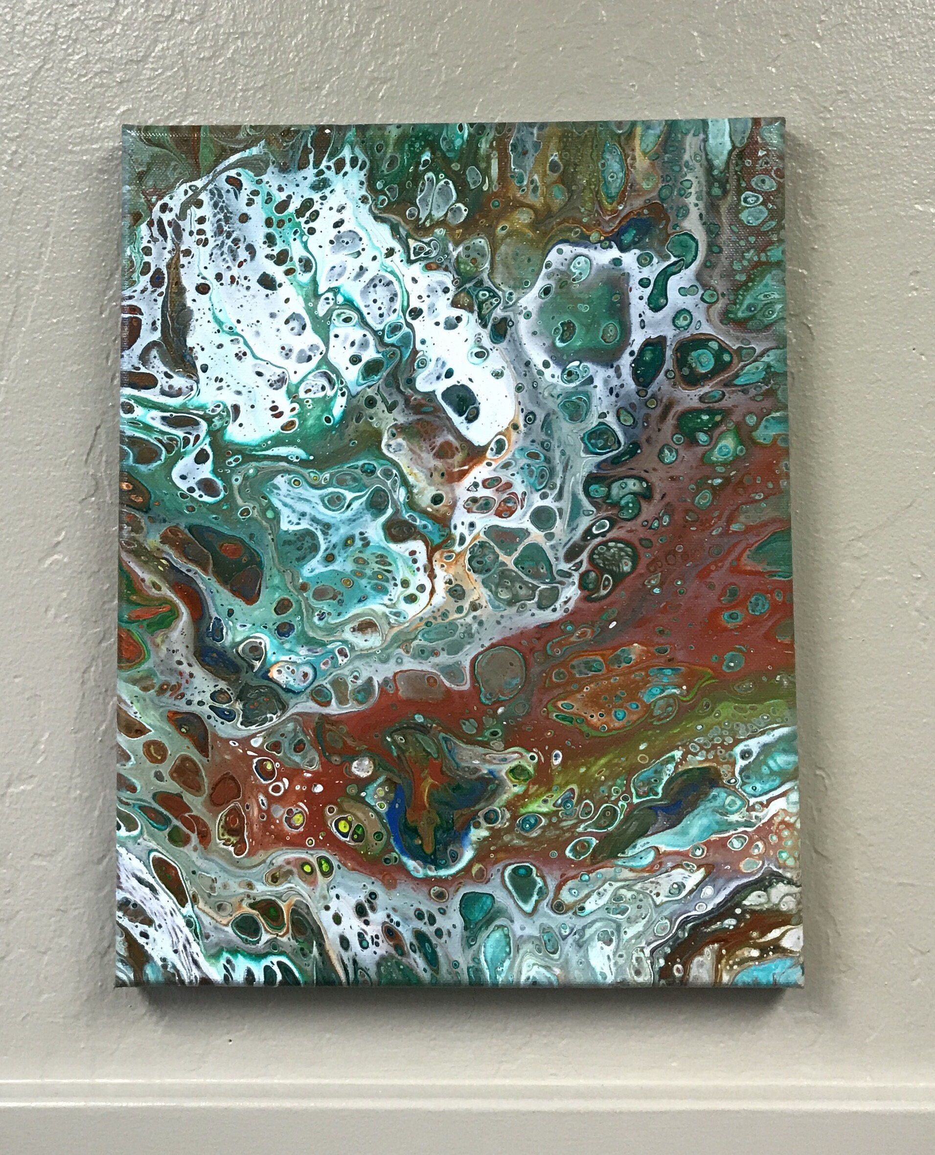 The Gorge-acrylic pour painting, poured acrylic art, Aqua, Copper ...