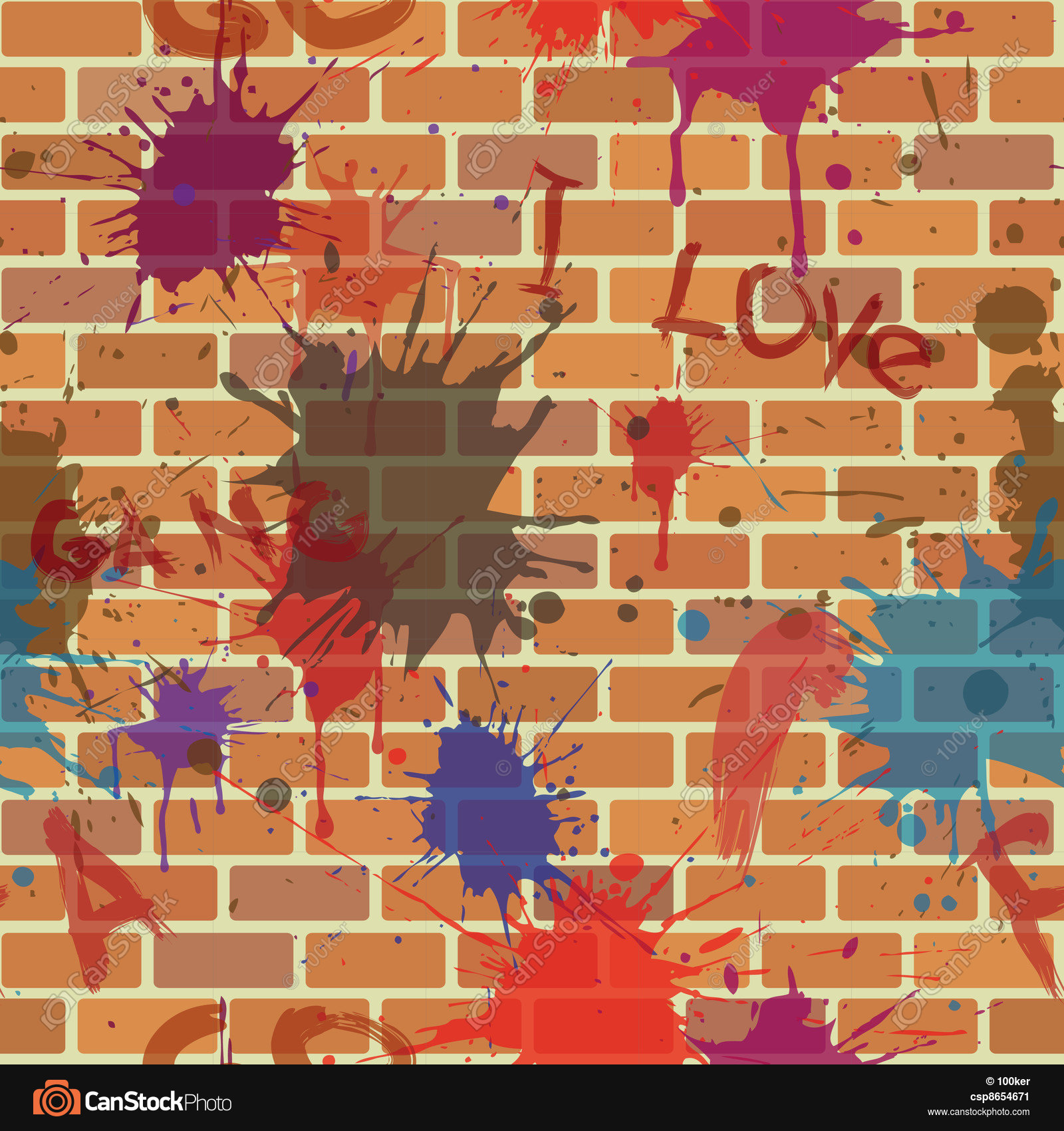 Seamless dirty brick wall, graffiti, paint. Seamless dirty... vector ...