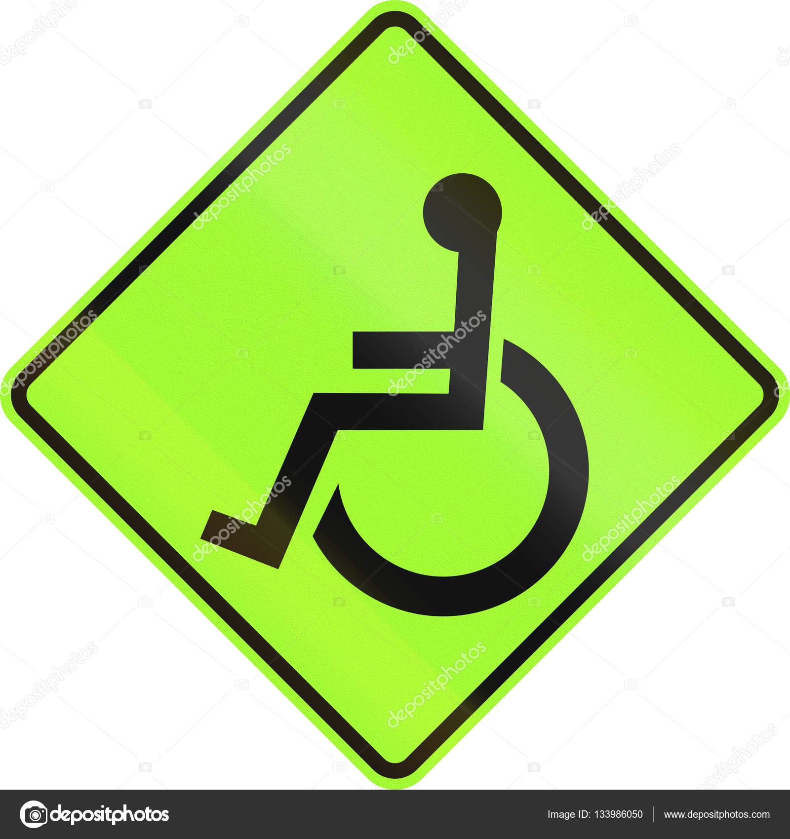 Disabled persons warning road sign used in the US — Stock Photo ...