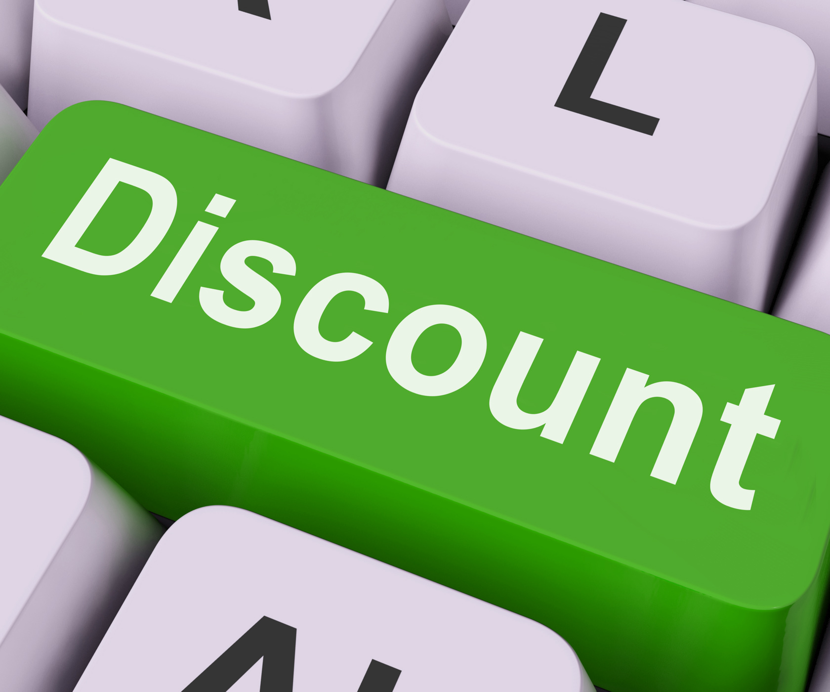 Discount key means cut price or reduce photo