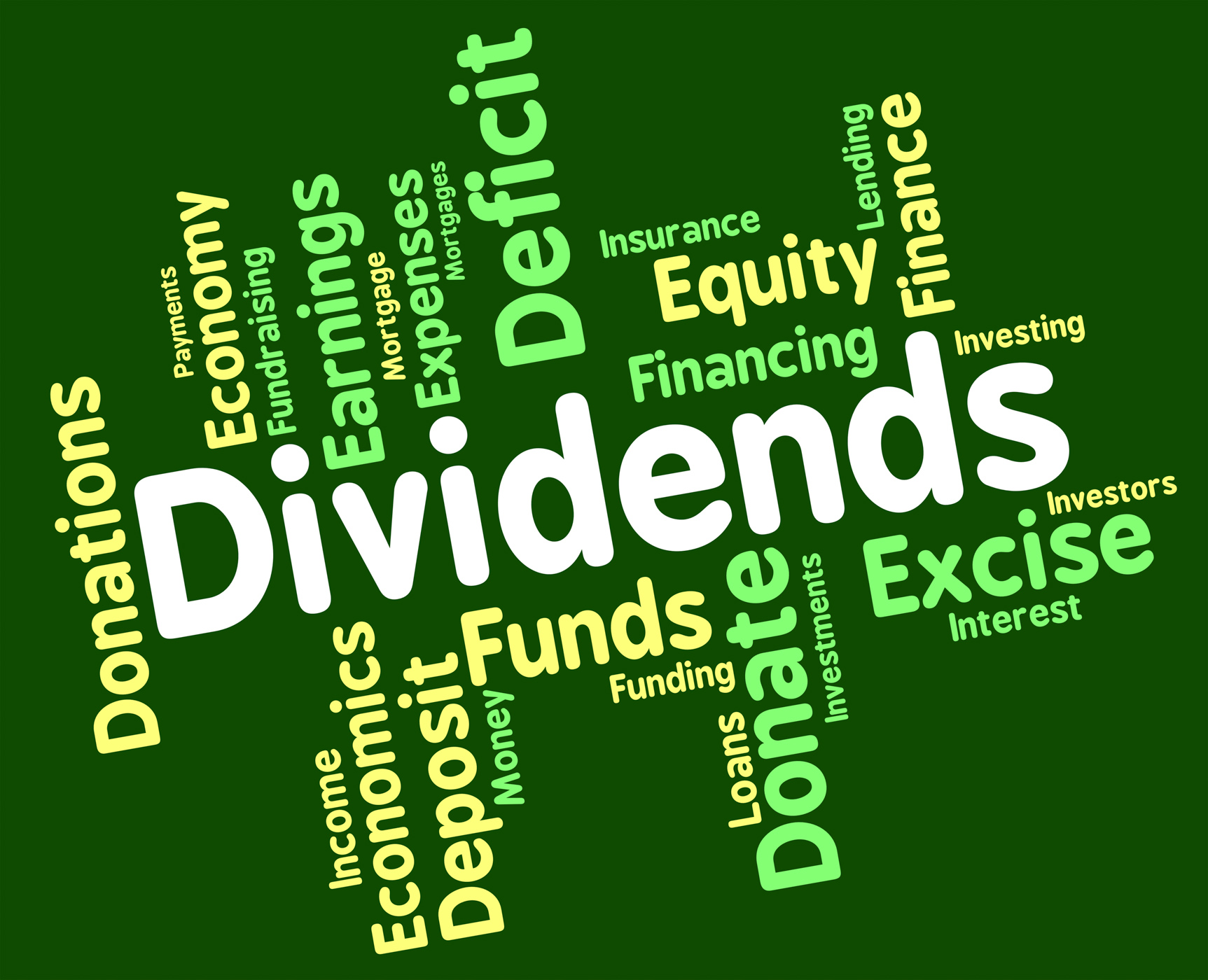 Dividends word shows stock market and trading photo