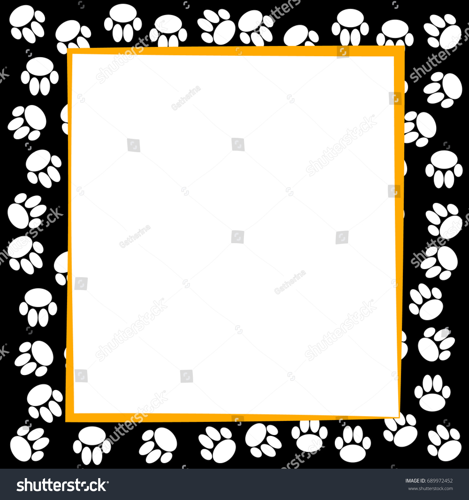 Dog Paws Border On Black Background Stock Vector (2018) 689972452 ...