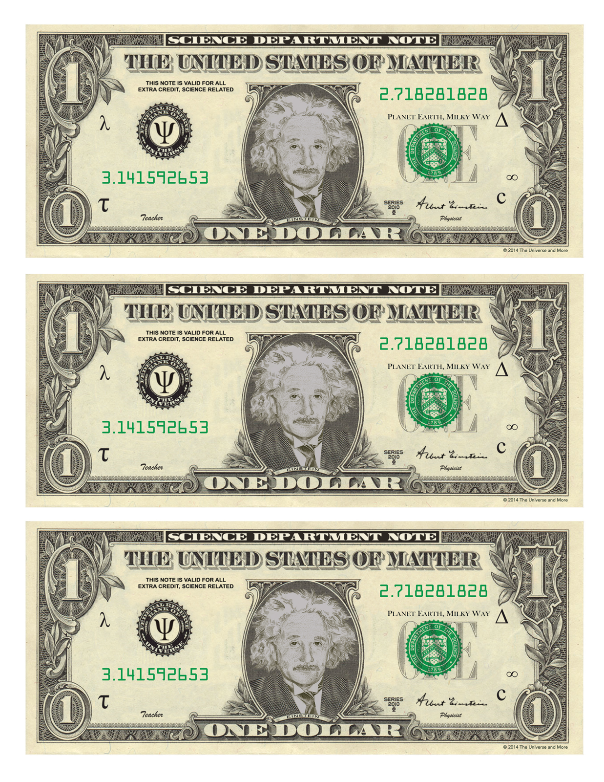 Einstein Dollar - The Universe and More