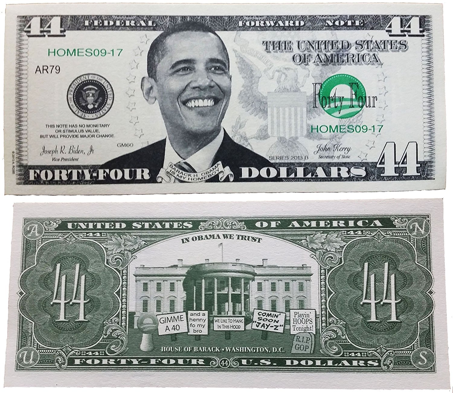 Amazon.com: SET OF 25 BILLS-Barack Obama 44 Dollar Novelty Bill ...