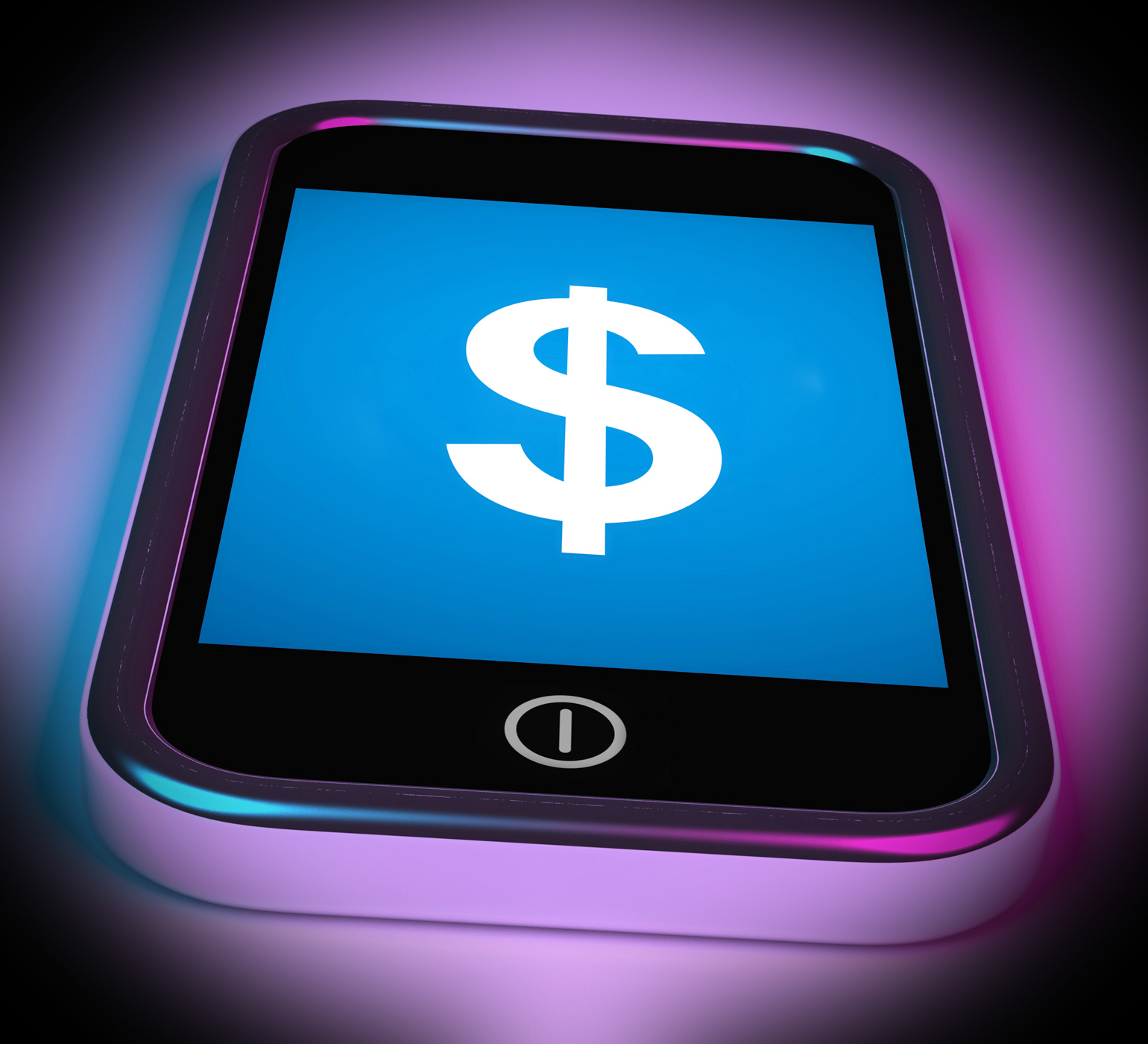 Dollar sign on mobile shows  currency photo