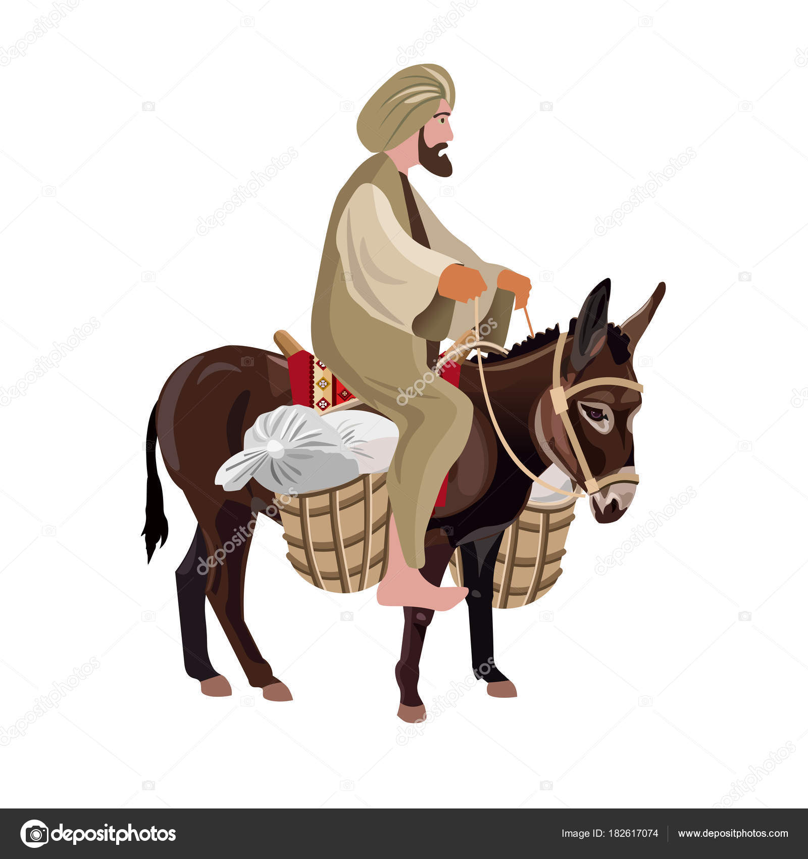 Man riding donkey — Stock Vector © newgena #182617074