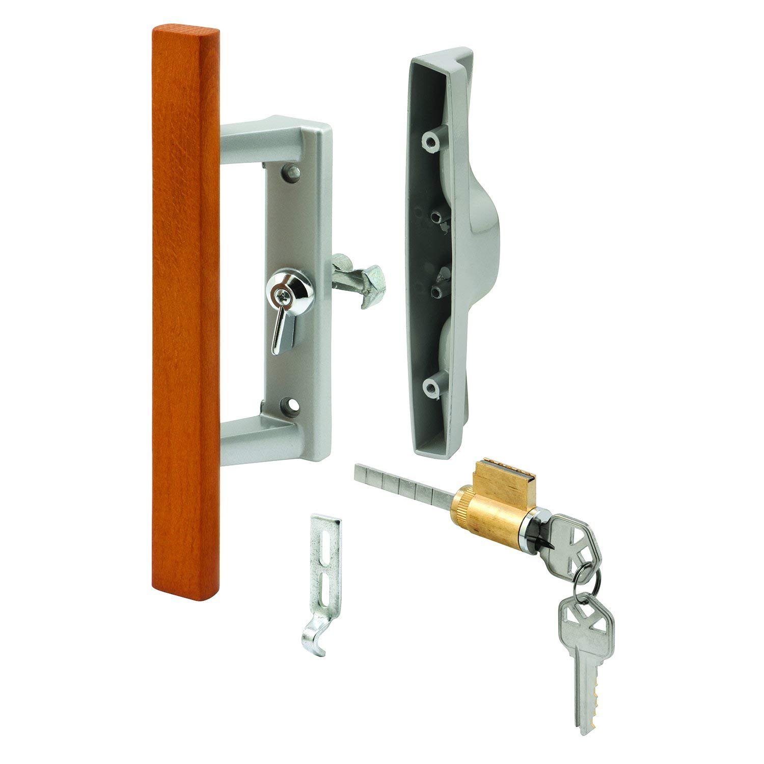 Prime-Line Products C 1064 Keyed Sliding Door Handle Set, Wood Pull ...