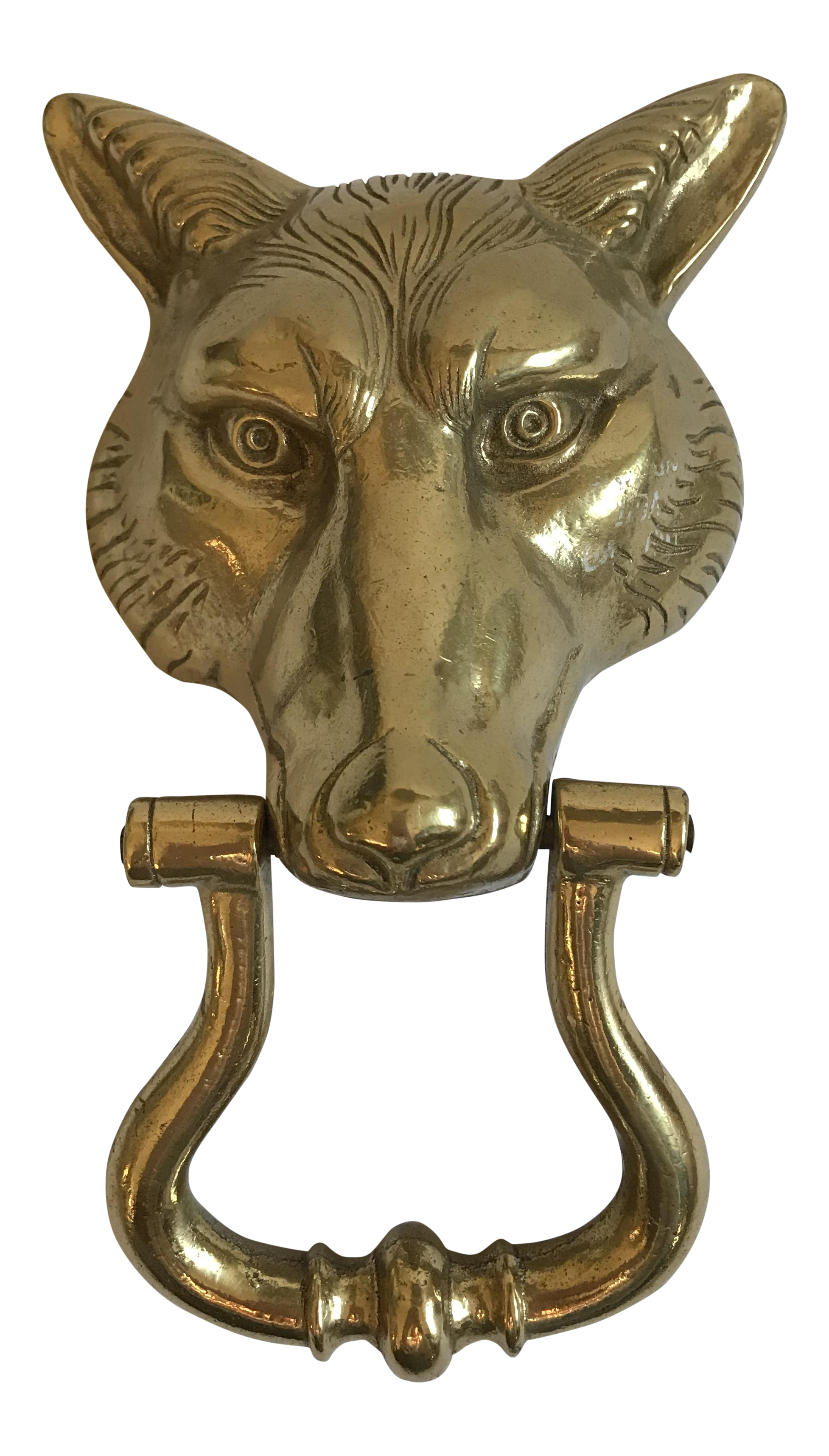 Mid-Century Brass Wolf Head Door Knocker | Chairish