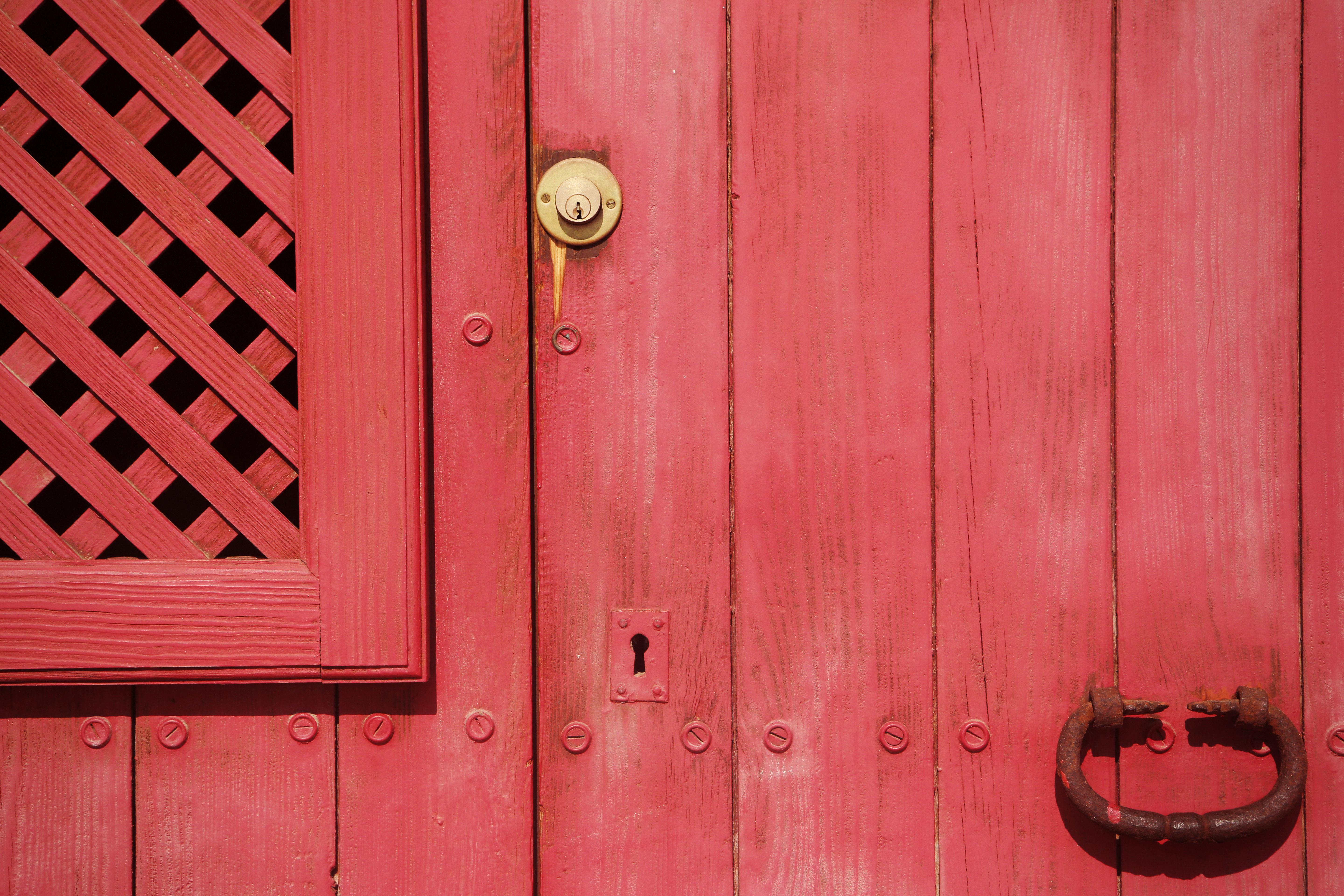 Door lock, Door, Lock, Red, Texture, HQ Photo
