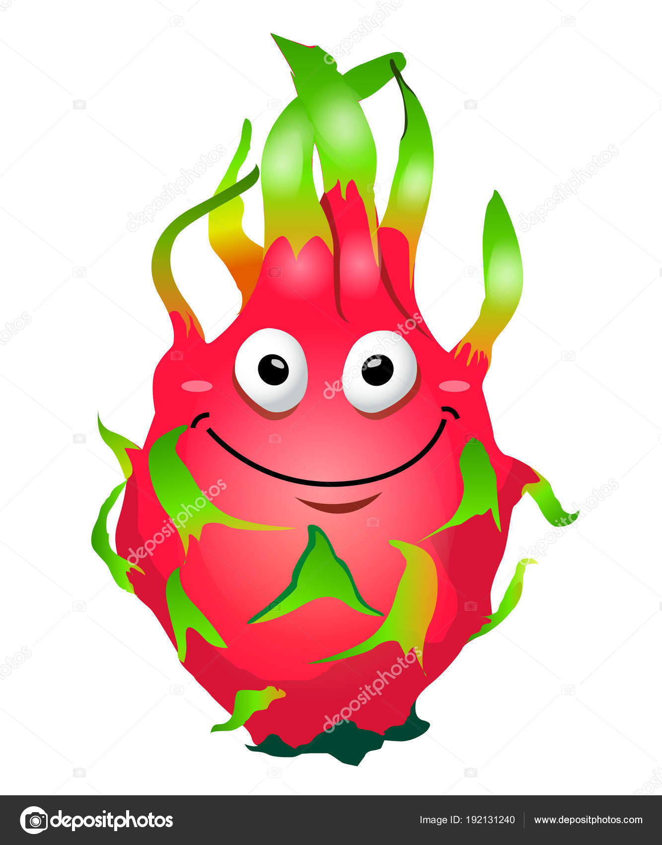 Cartoon fun dragon fruit character. Pitaya. Vector illustration ...