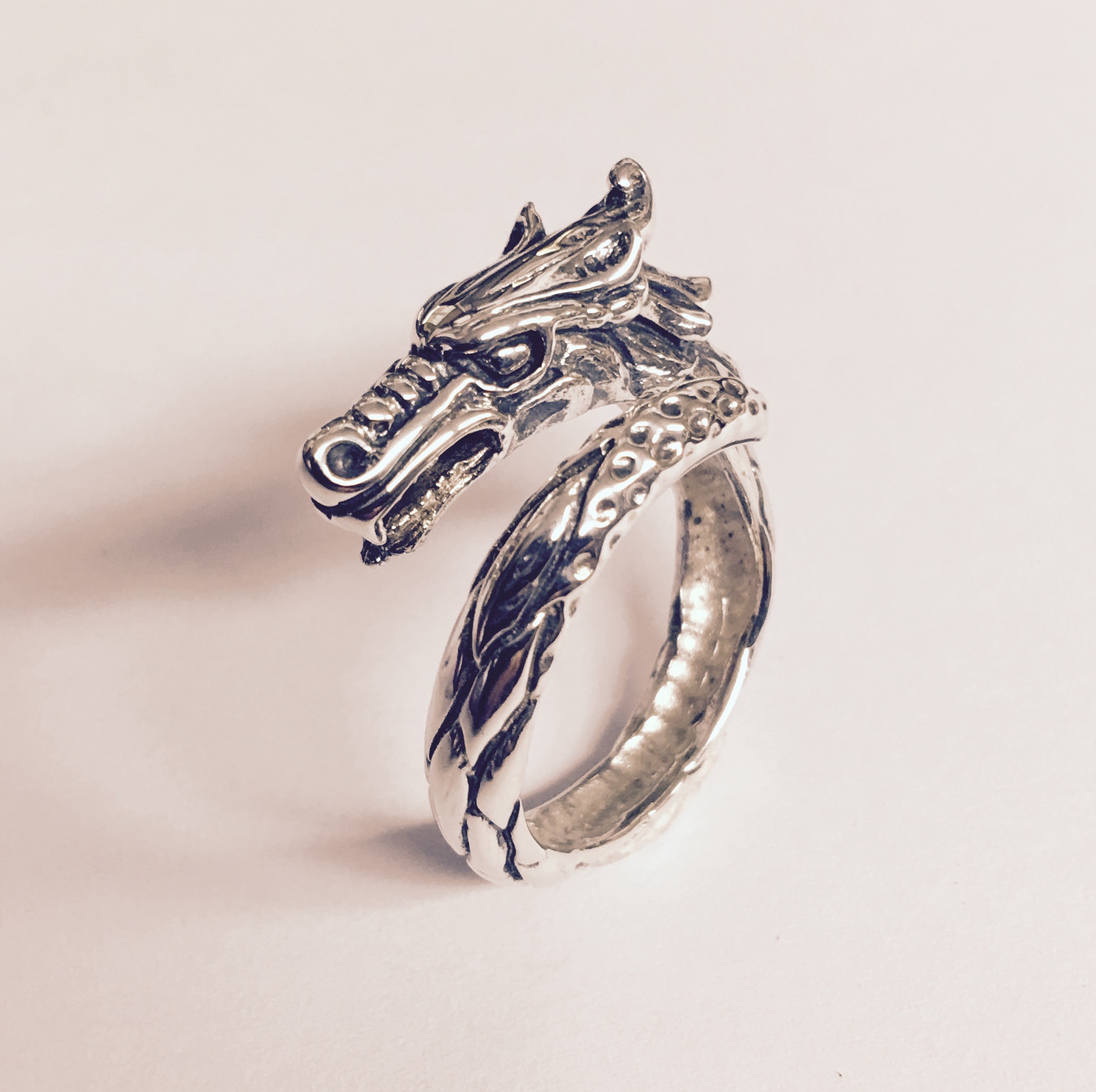 Silver Dragon Ring - Handmade Celtic Jewelry