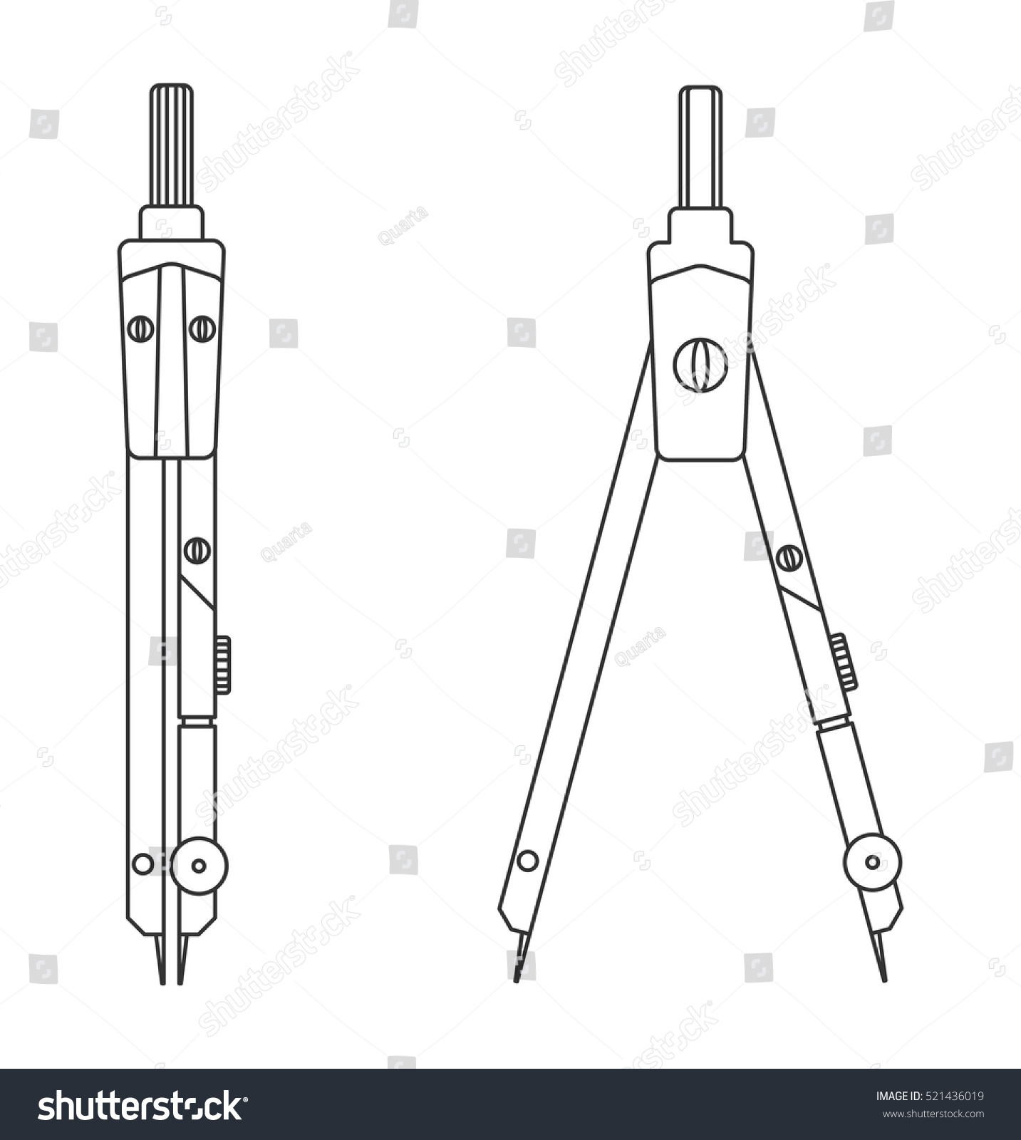 Compasses Tool Drawing Flat Vector Cartoon Stock Vector 521436019 ...