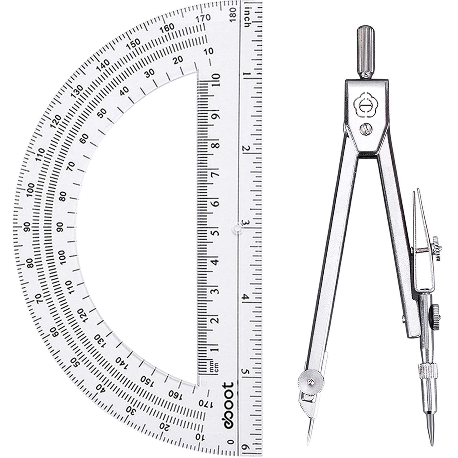 Amazon.com : eBoot Drawing Compass and 6 Inch Protractor, 2 Piece ...